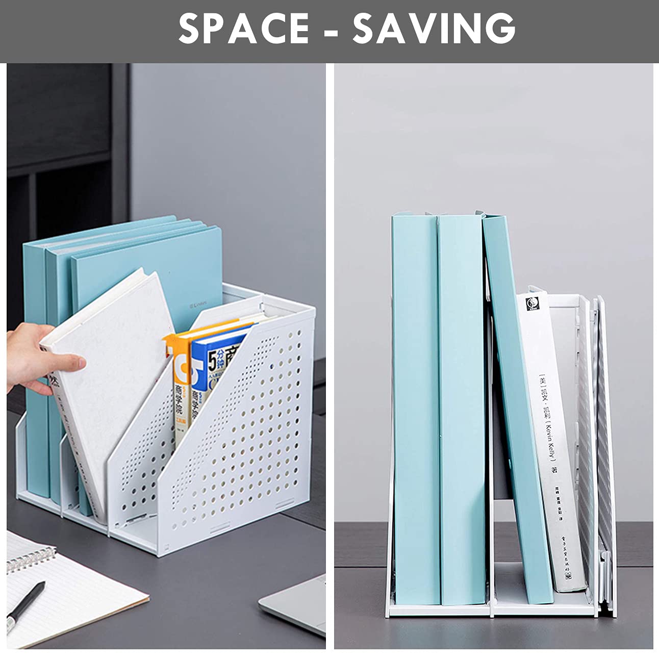 A4 Paper File Organizer - 3-Pack White Magazine Holders for Office Desk Document Storage | Perfect for Home, Office & School Organization