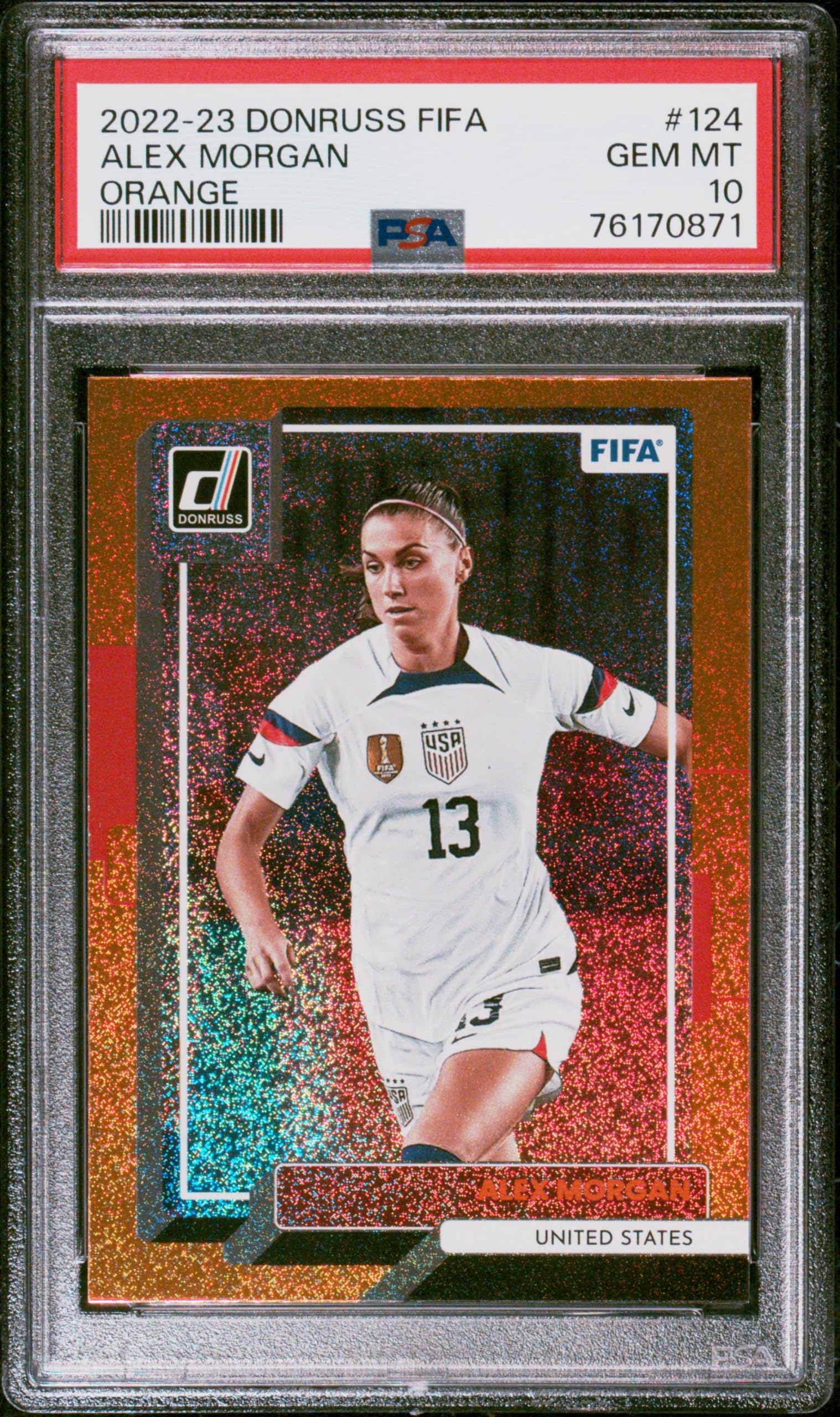 Alex Morgan 2022 Panini Donruss Optic World Cup Orange Soccer Card #124 PSA 10 Gem Mint - Perfect for Soccer Collectors, World Cup Memorabilia & Sports Card Investors
