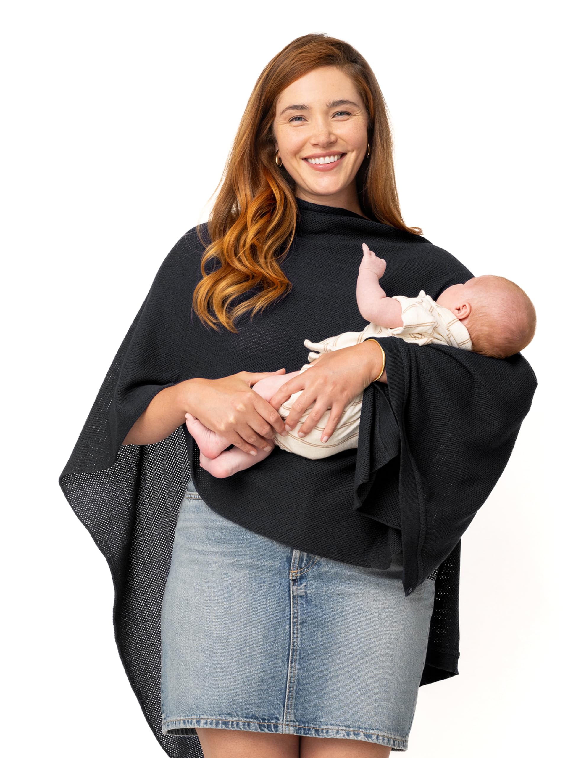 Amma The Cocoon™ - Premium Nursing Cover & Breastfeeding Sweater for Newborn Essentials (Black, One Size) | Soft & Breathable Nursing Cover for Discreet Breastfeeding in Public, Home & Travel