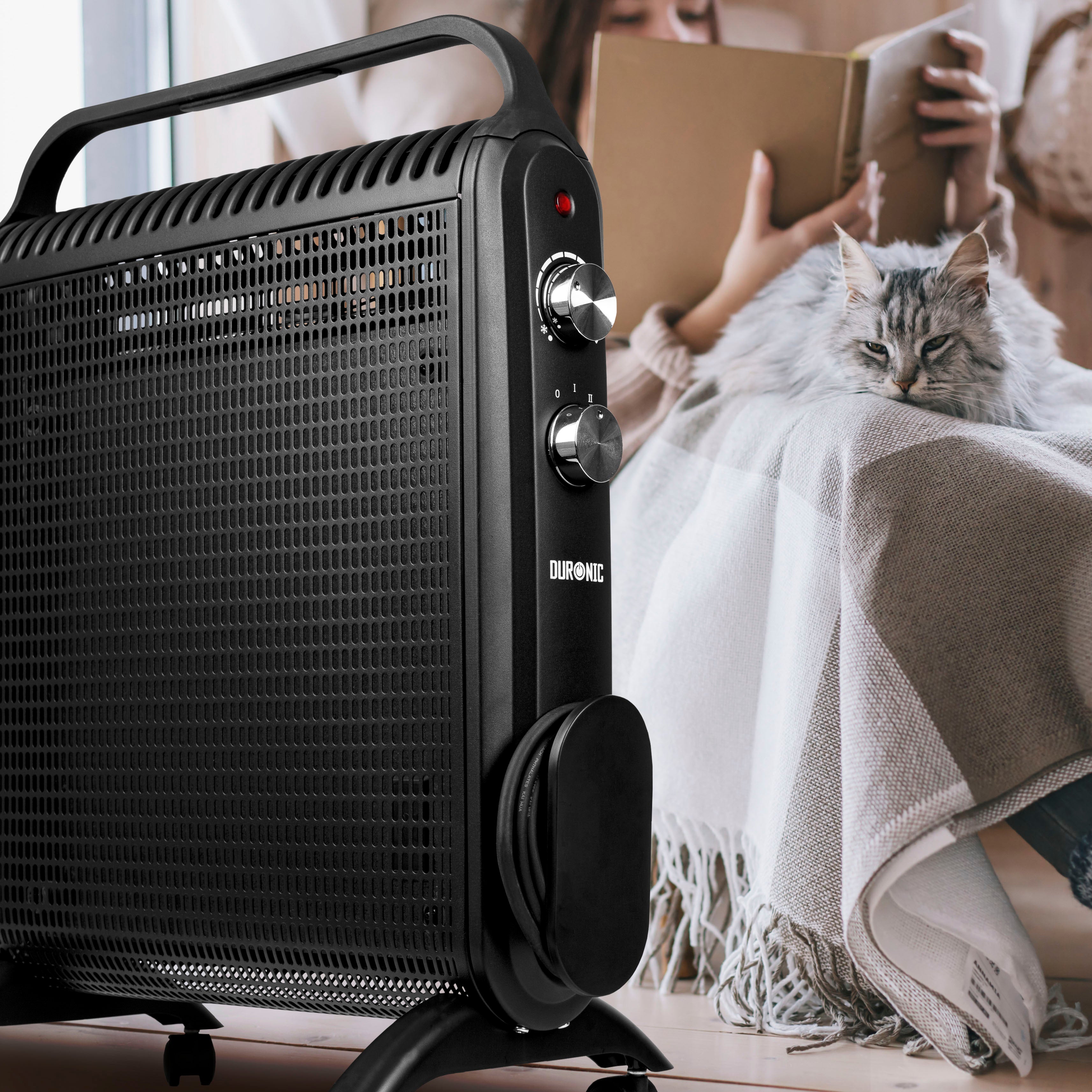 Duronic HV180 BK Electric Heater - Oil-Free Micathermic Panel Heater with Convection Technology | Portable Space Heater for Home, Bedroom, Office & Garage | Fast & Energy-Efficient Heating Solution | Perfect for Winter Use & Small Spaces