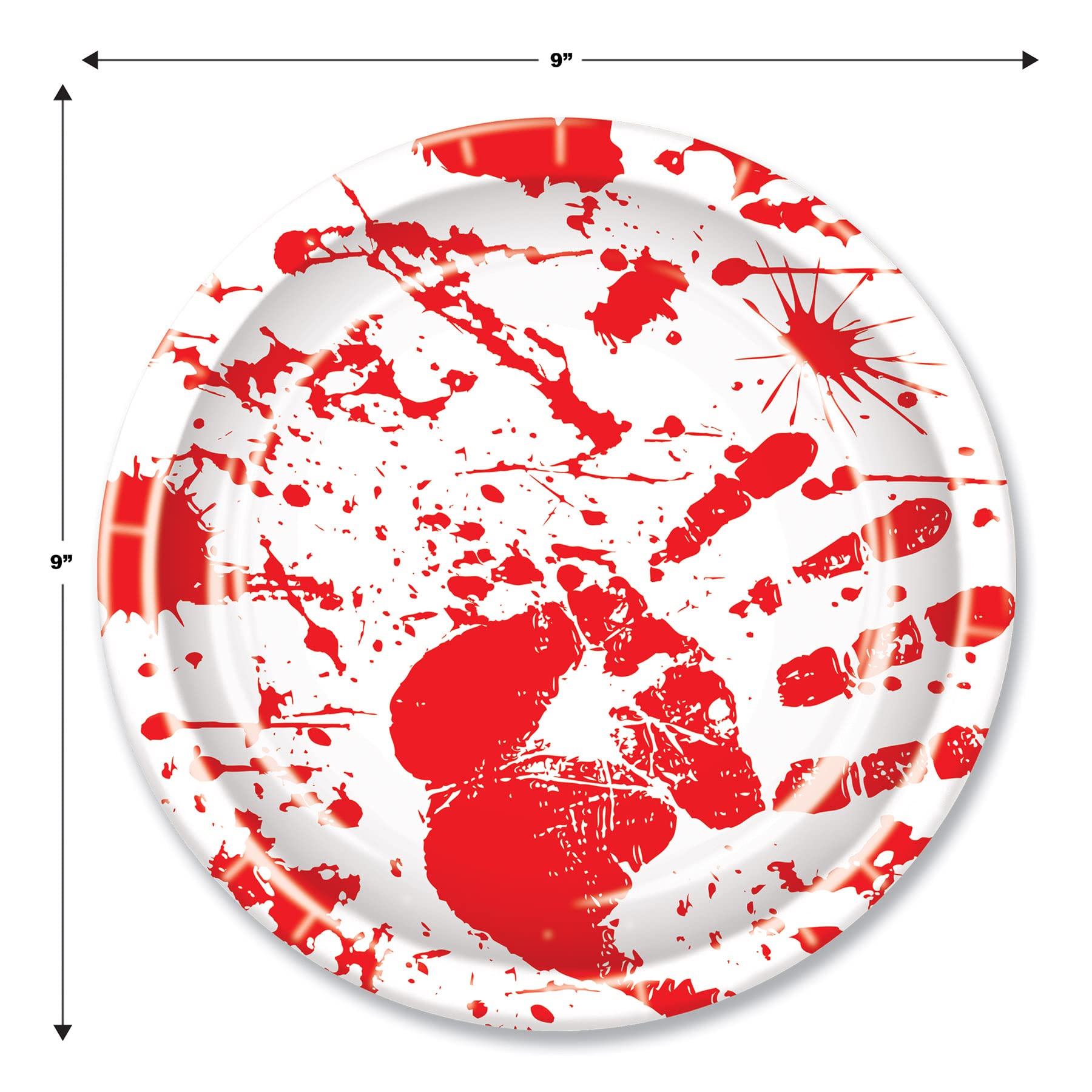 Beistle Bloody Handprints 9 Inch Halloween Party Plates - Scary Decorations for Spooky Parties, Haunted Houses & Horror Movie Nights