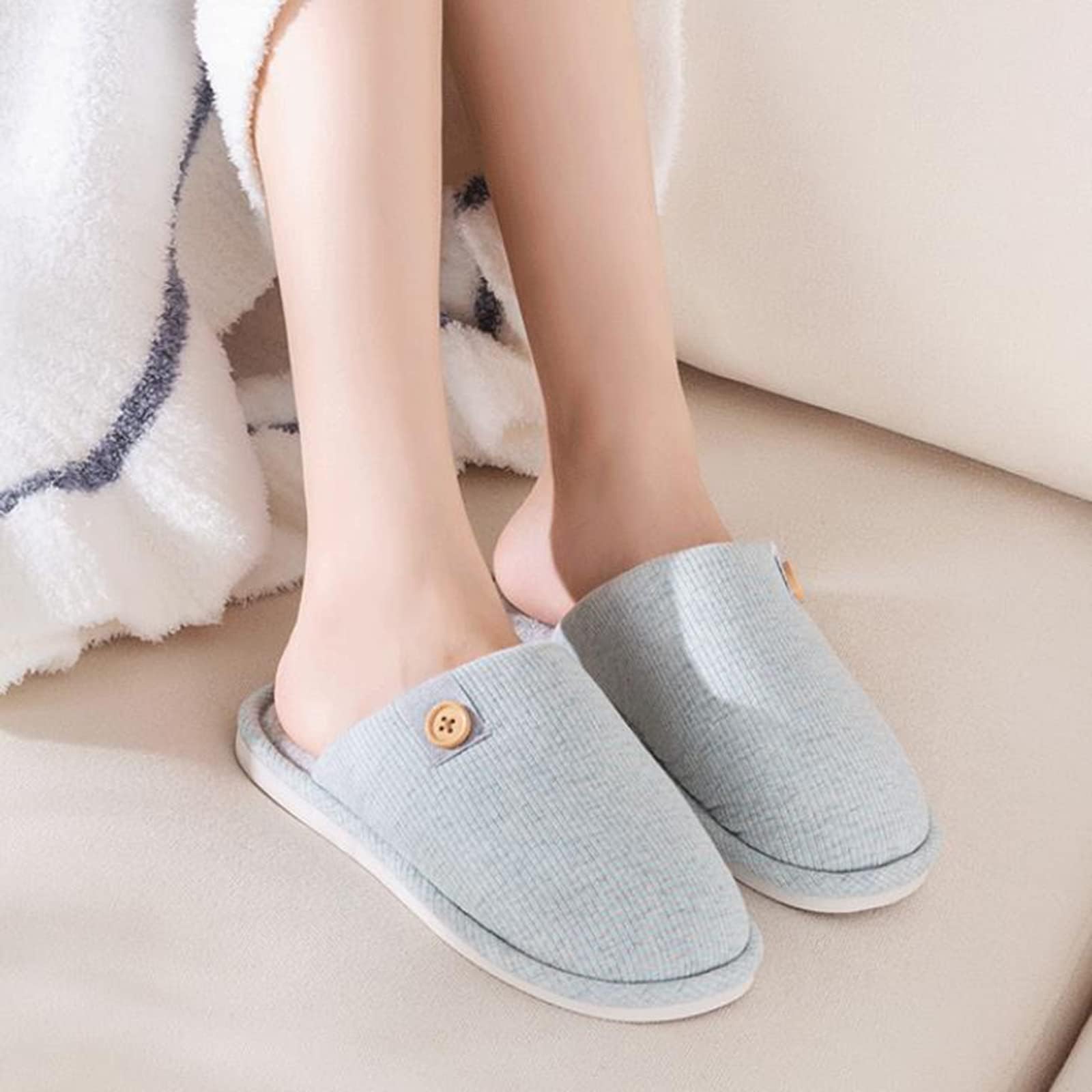 JHSLXD Women's & Men's Cotton Slippers - Non-Slip Winter Warm House Shoes for Indoor Comfort - Cozy Home & Office Wear for Cold Weather