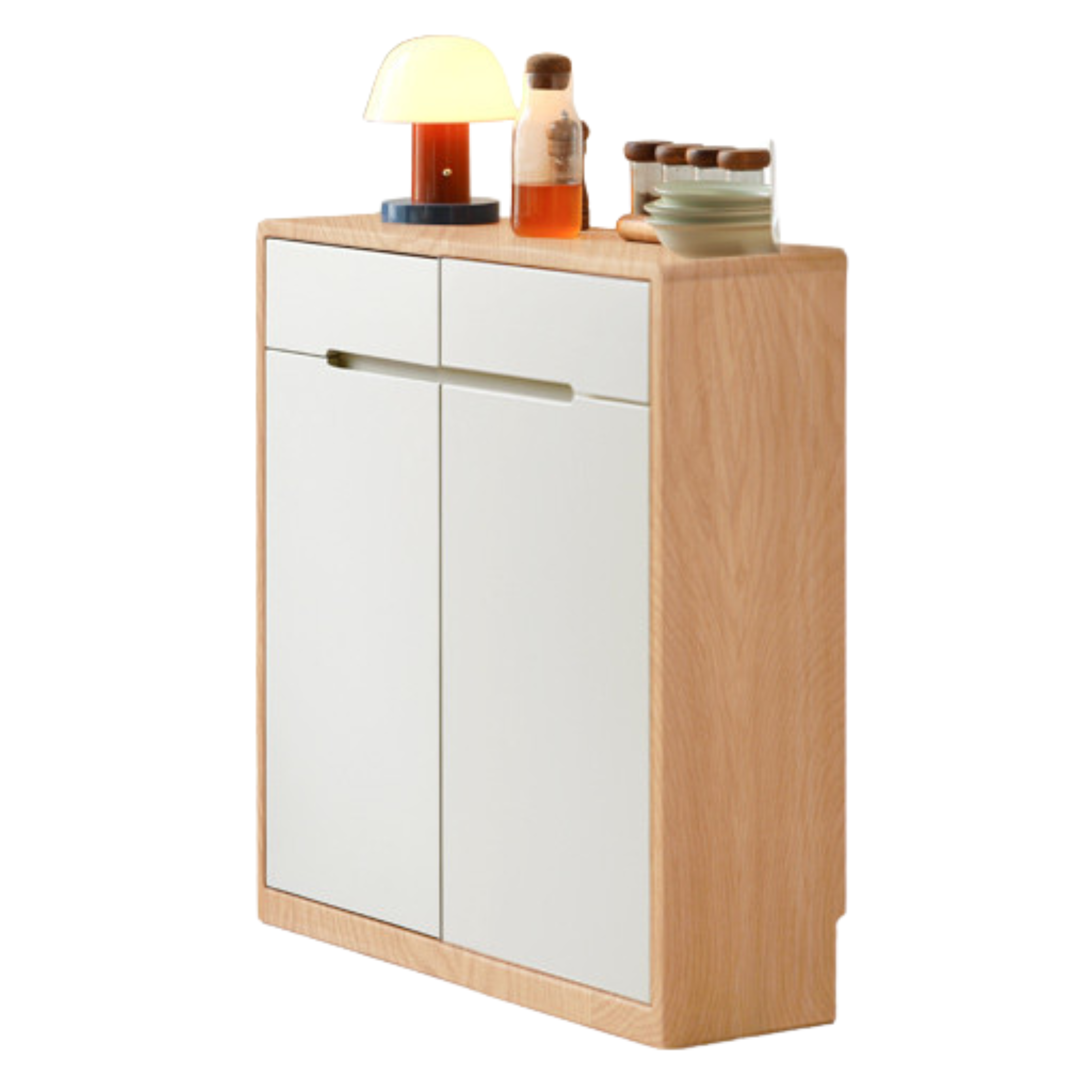 35.4x9.8x33.5 inch / 90x25x85сm / Natural wood color /  Ultra-thin sideboard (Red Oak)