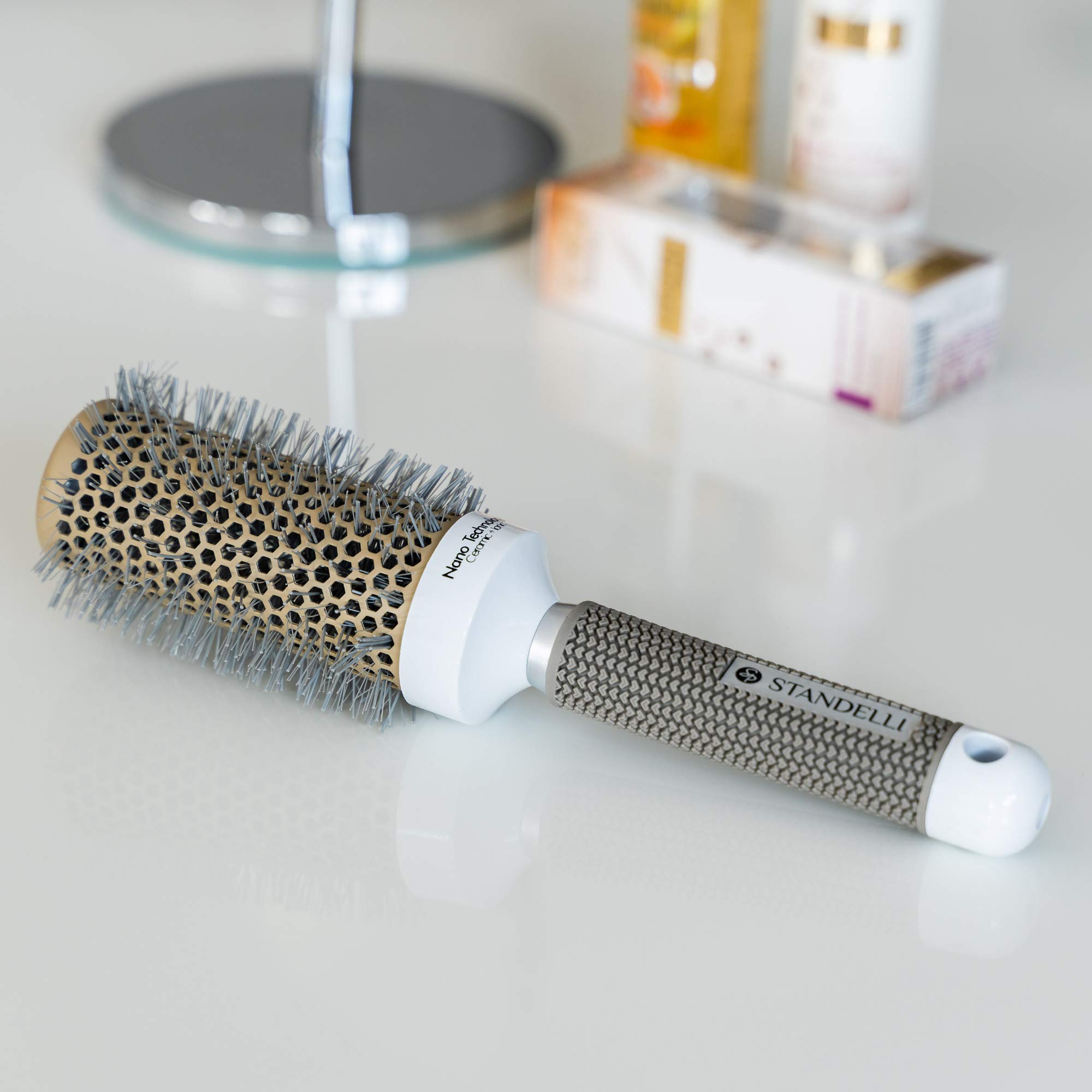 **STANDELLI 32mm Small Round Hair Brush - Nano Ceramic Ionic Blow Dry Thermal Brush for Short Hair - Professional Styling & Curling Brush, Anti-Static - Perfect for Daily Blowouts, Smoothing & Volume**