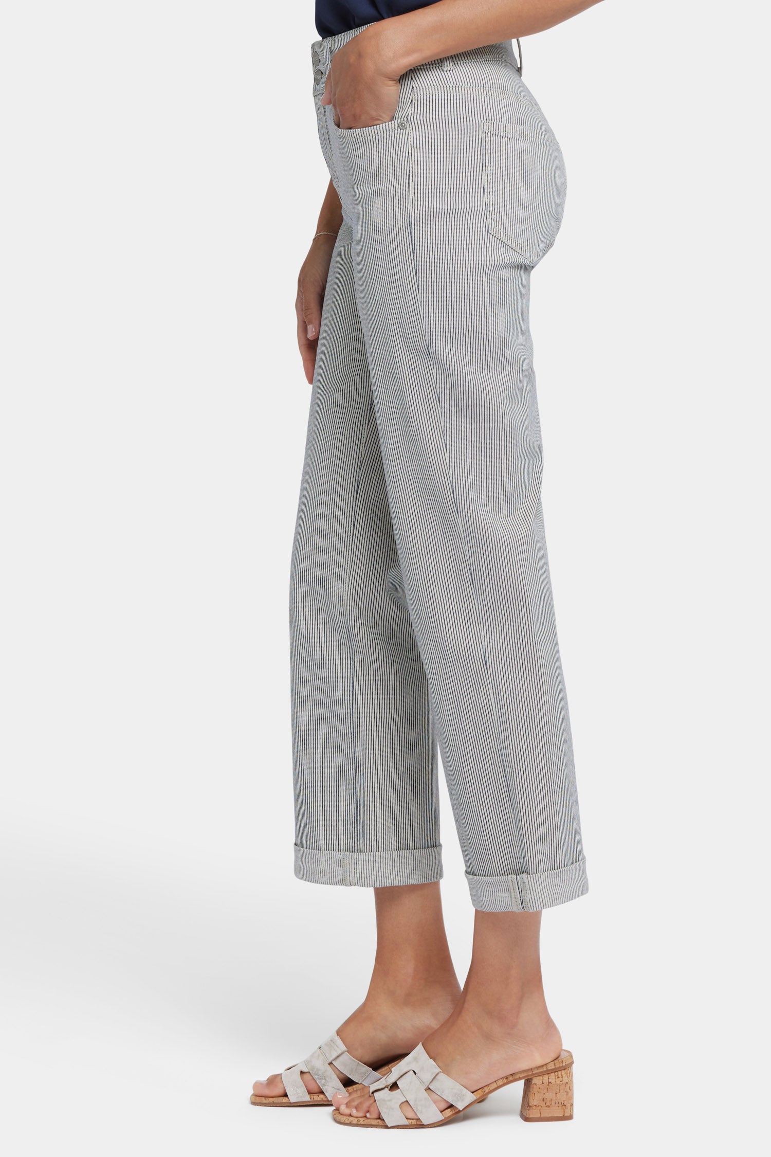 Bailey Relaxed Straight Crop Jeans for Women | Luarca Stripe Denim Pants | Casual Comfort Fit for Everyday Wear & Outings