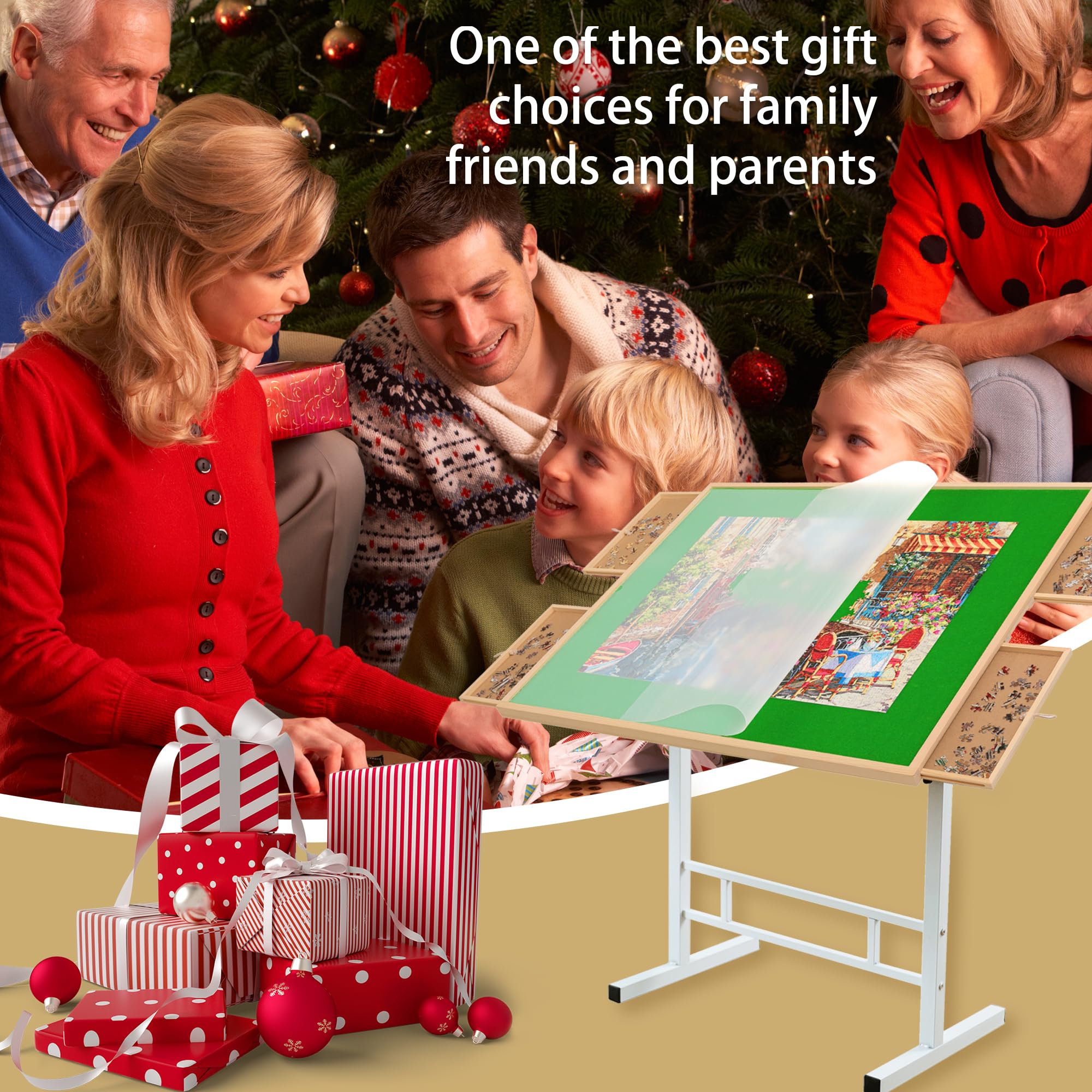 1500 Piece Jigsaw Puzzle Table with Drawers - Adjustable Angle & Height, Tilting Folding Portable Puzzle Board for Adults - Perfect Birthday Gift for Men & Women - Ideal for Home, Office, Travel and Puzzle Enthusiasts
