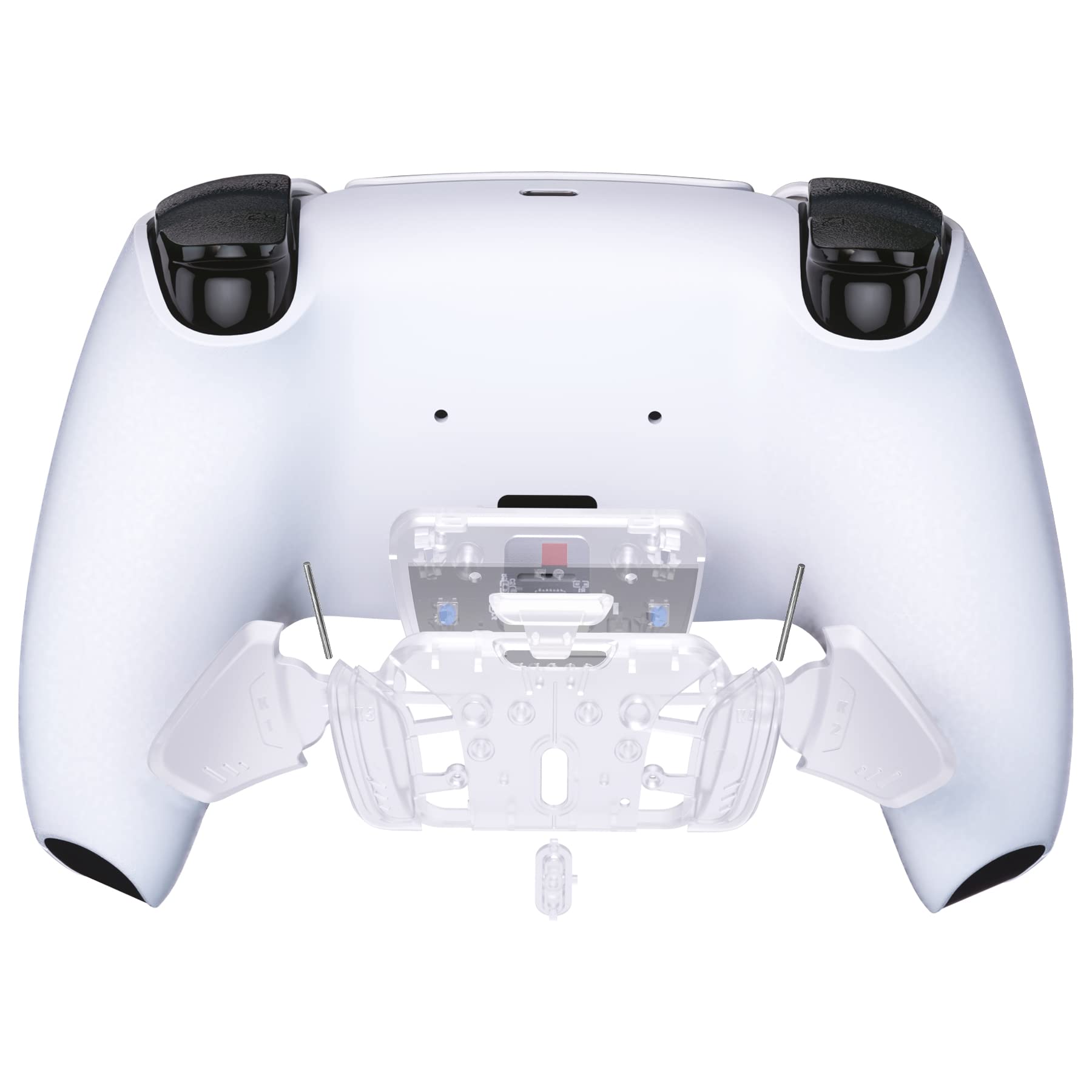 eXtremeRate K1 K2 K3 K4 Back Button Replacement for PS5 Controller - Transparent Back Buttons for Rise4 Remap Kit (No Remap Board/Cables/Case) - Perfect for Gaming, Streaming & Competitive Play