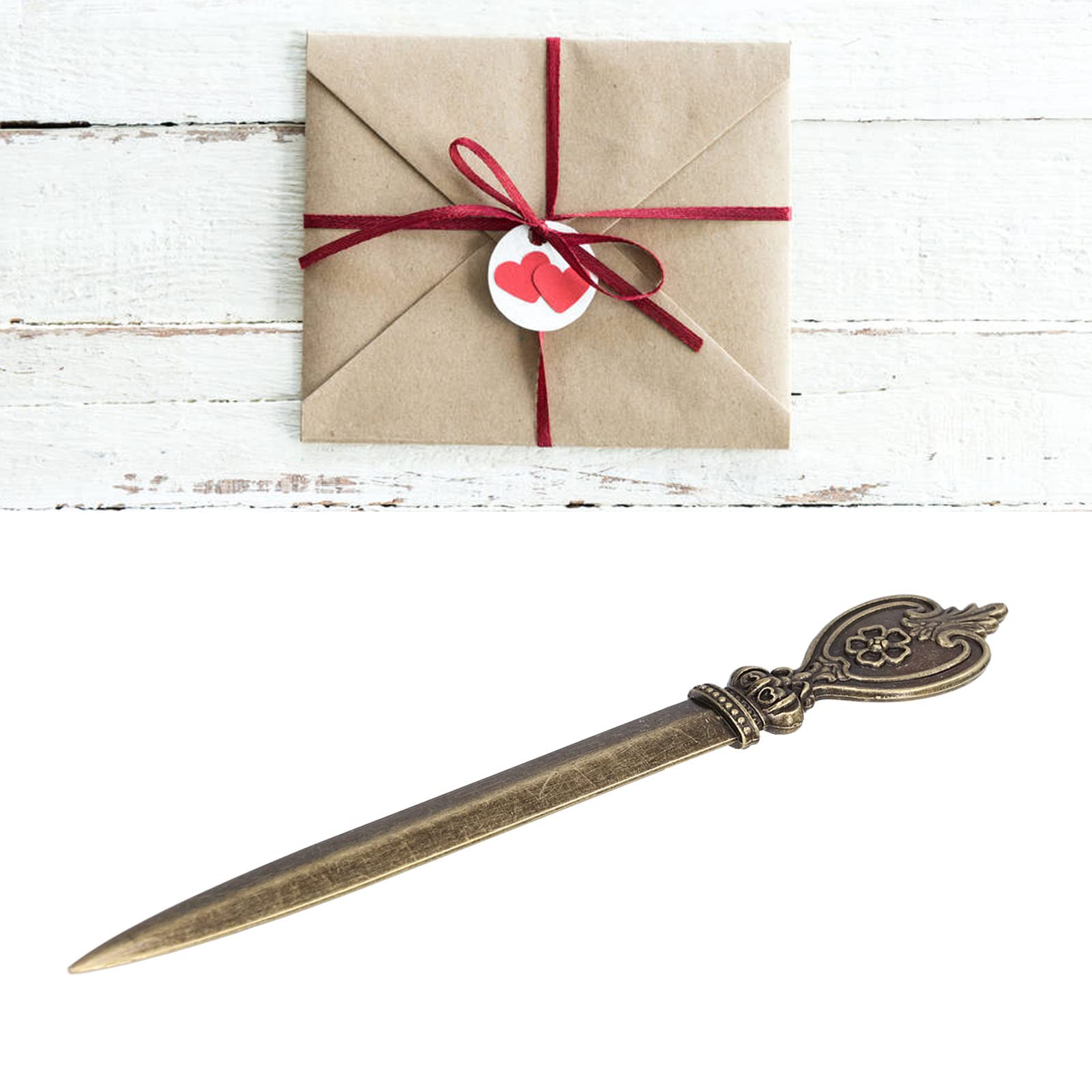 Vintage Metal Letter Opener - Premium Retro Envelope Slitter with Elegant Detailing, Lightweight Manual Mail Opener for Home & Office Use (Style 6) | Perfect for Opening Letters, Bills, and Invitations with Classic Charm