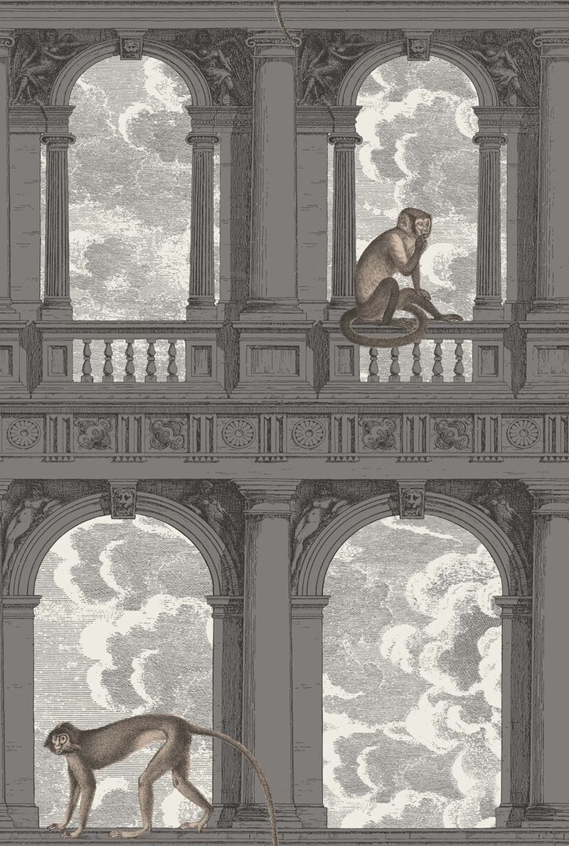 Cole & Son Procuratie Con Vista Soot & Snow Print Wallpaper - Premium Peel & Stick Wallpaper for Living Room, Bedroom, and Office Decor