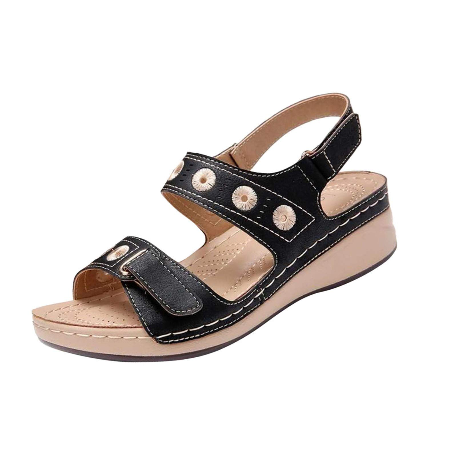 Women's Embroidered Wedge Flip Flops - Colorful Heel Slippers Sandals for Summer Beach, Pool, and Casual Wear