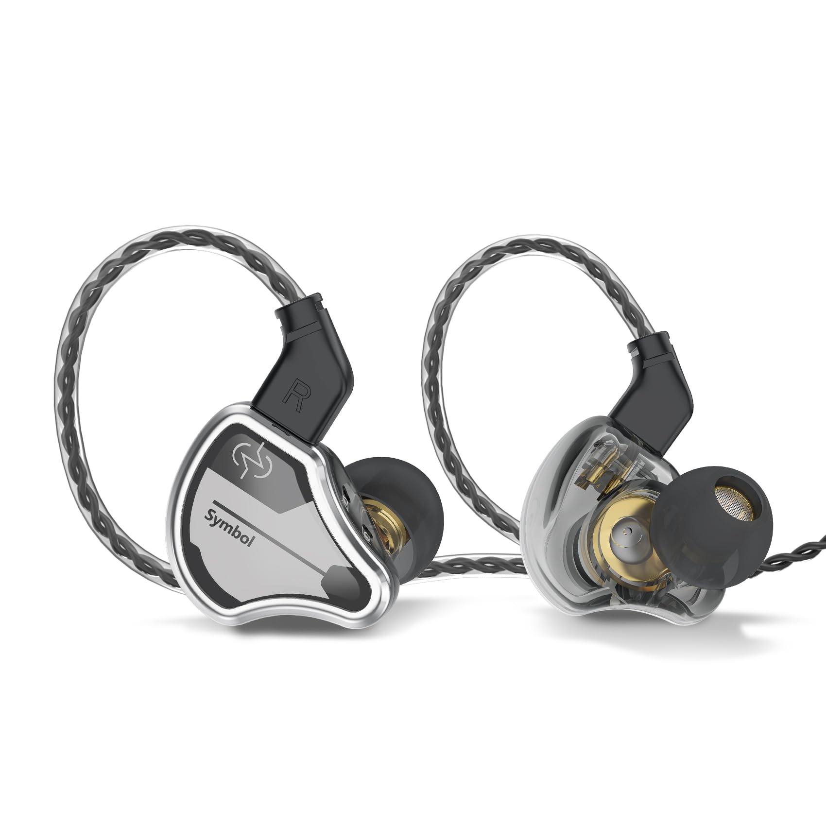 CCZ BC02 Dynamic Driver Wired IEM Headphones - Professional HiFi In-Ear Monitors with Stereo Sound & Deep Bass (Silver Black, No MIC) for Musicians, DJs, Audiophiles & Studio Recording