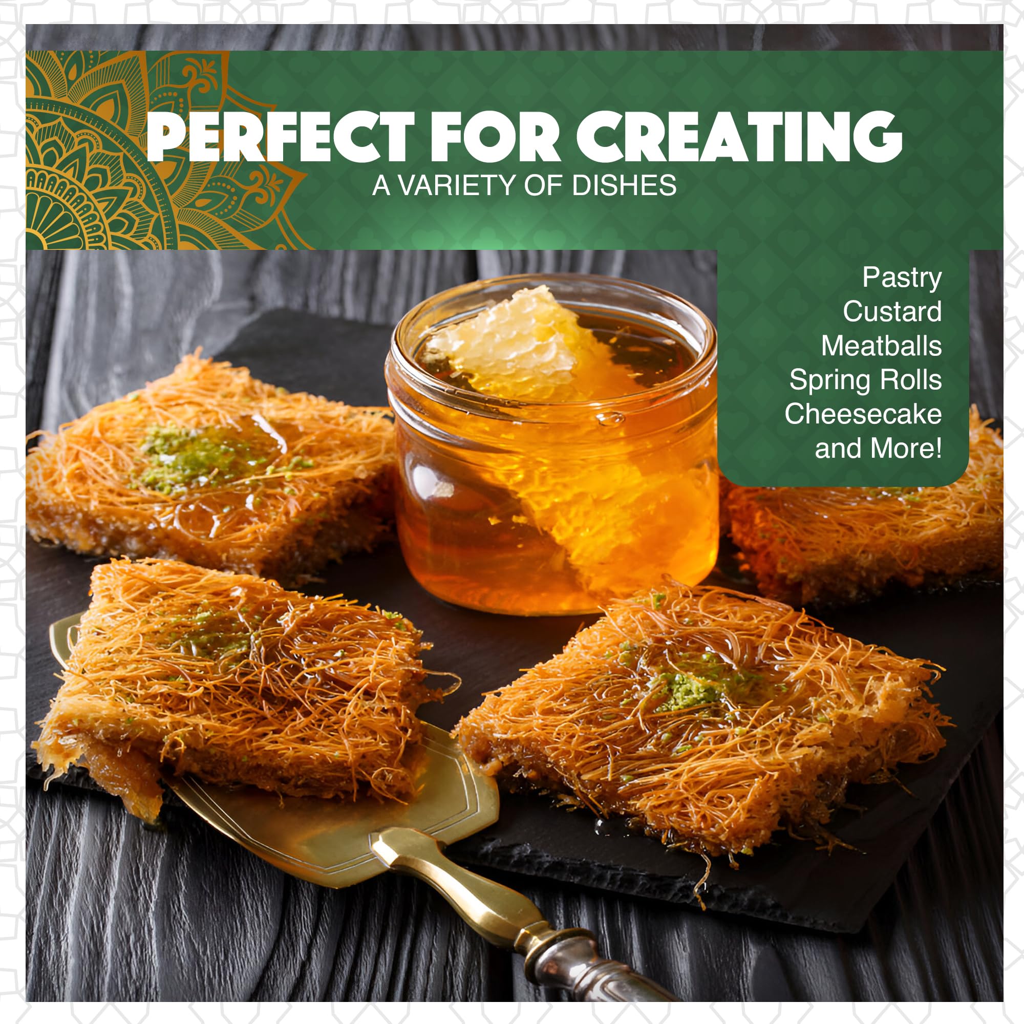 Premium LHUN Dried & Chopped Kataifi - Authentic Turkish Shredded Fillo Dough for Knafeh, Kanafeh & Kunafa | High-Quality Kadayif for Desserts, Baklava & Middle Eastern Pastries | Perfect for Home Baking, Gourmet Cooking & Dubai-Style Chocolate Bars
