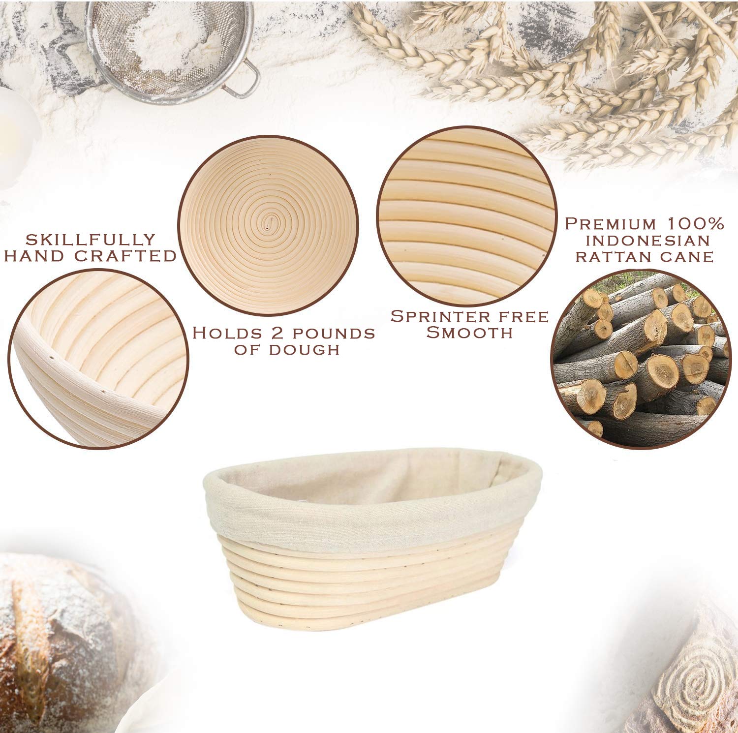 YAANI Sourdough Starter Kit - Complete Bread Baking Supplies Set with 2 Banneton Proofing Baskets (Round & Oval), Dough Whisk, Scoring Tool, Metal & Silicone Scrapers - Premium Artisan Baking Tools for Homemade Sourdough Bread | Perfect for Beginners & Professional Bakers