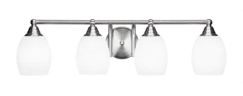 Toltec Lighting Paramount 4-Light Bathroom Vanity Light Bar in Brushed Nickel Finish (3424-BN-4021) - Perfect for Modern Bathrooms, Powder Rooms, and Spa-Like Home Decor