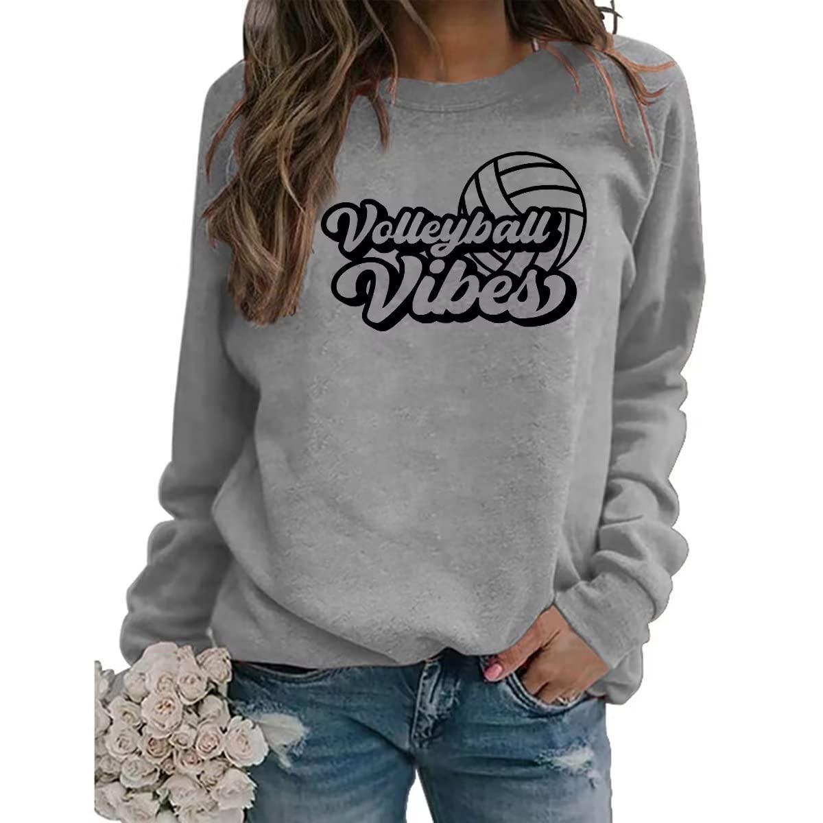 Volleyball Vibes Sweatshirt - Game Day Essential for Players & Volleyball Moms - Perfect for Matches, Practices, and Casual Wear