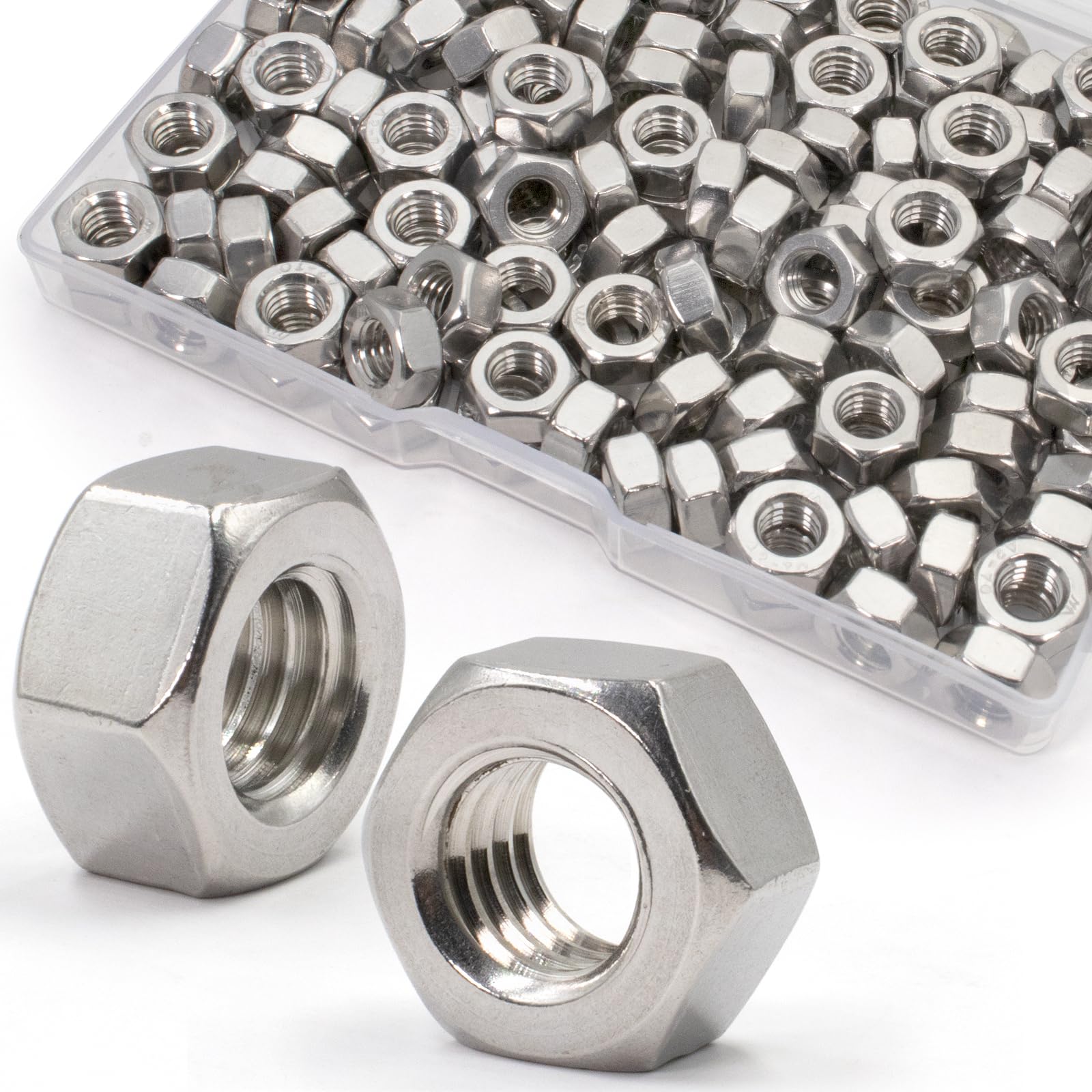 ZQZ M6-1.0mm Hex Nuts 150 Pack - 304 (A2-70) Stainless Steel Hardware Nuts - Metric Coarse Thread Nuts for DIY, Automotive & Machinery Repair