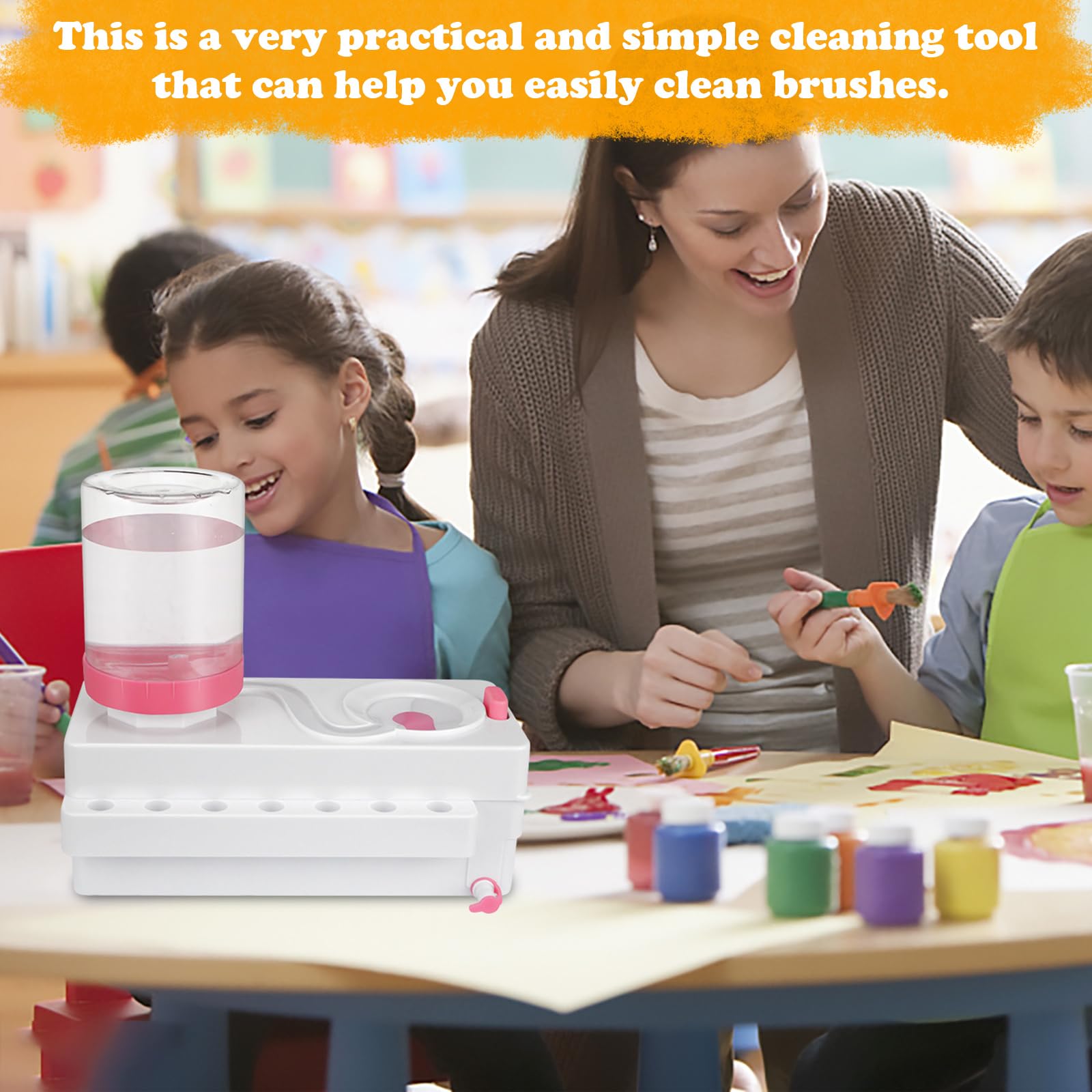 **Professional Brush Rinser Set – Paint & Makeup Brush Cleaner Machine with Running Water Circulation – White & Pink – Ideal for Artists, Makeup Enthusiasts & DIY Projects**    *(Use Cases: Perfect for cleaning paintbrushes, makeup brushes, and art tools efficiently at home, studio, or salon.)*