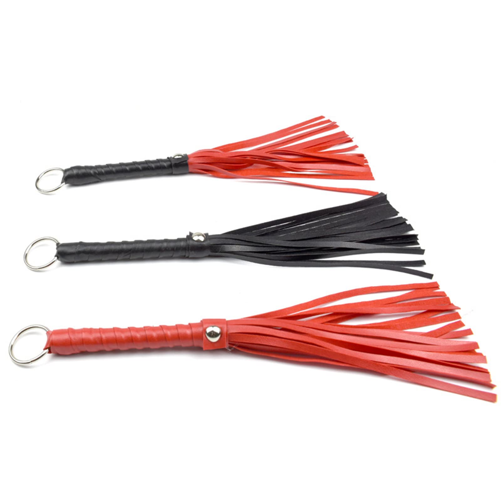 Premium Unisex BDSM Whip - Black Leather Small Flogger for Couples, Sensual Play & Spanking - Perfect for Roleplay, Bondage & Adult Intimacy