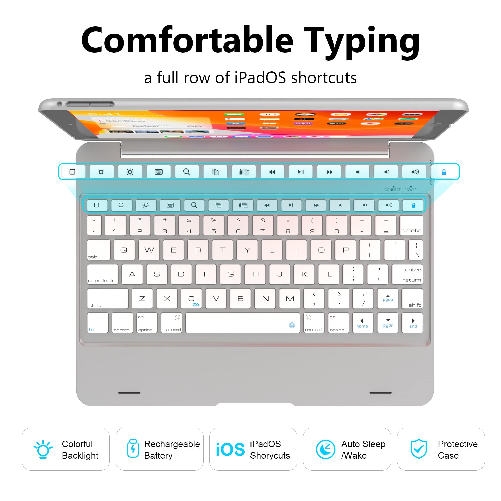 NOKBABO Ultra Slim Bluetooth Keyboard for iPad 6th/5th Gen, iPad Pro 9.7