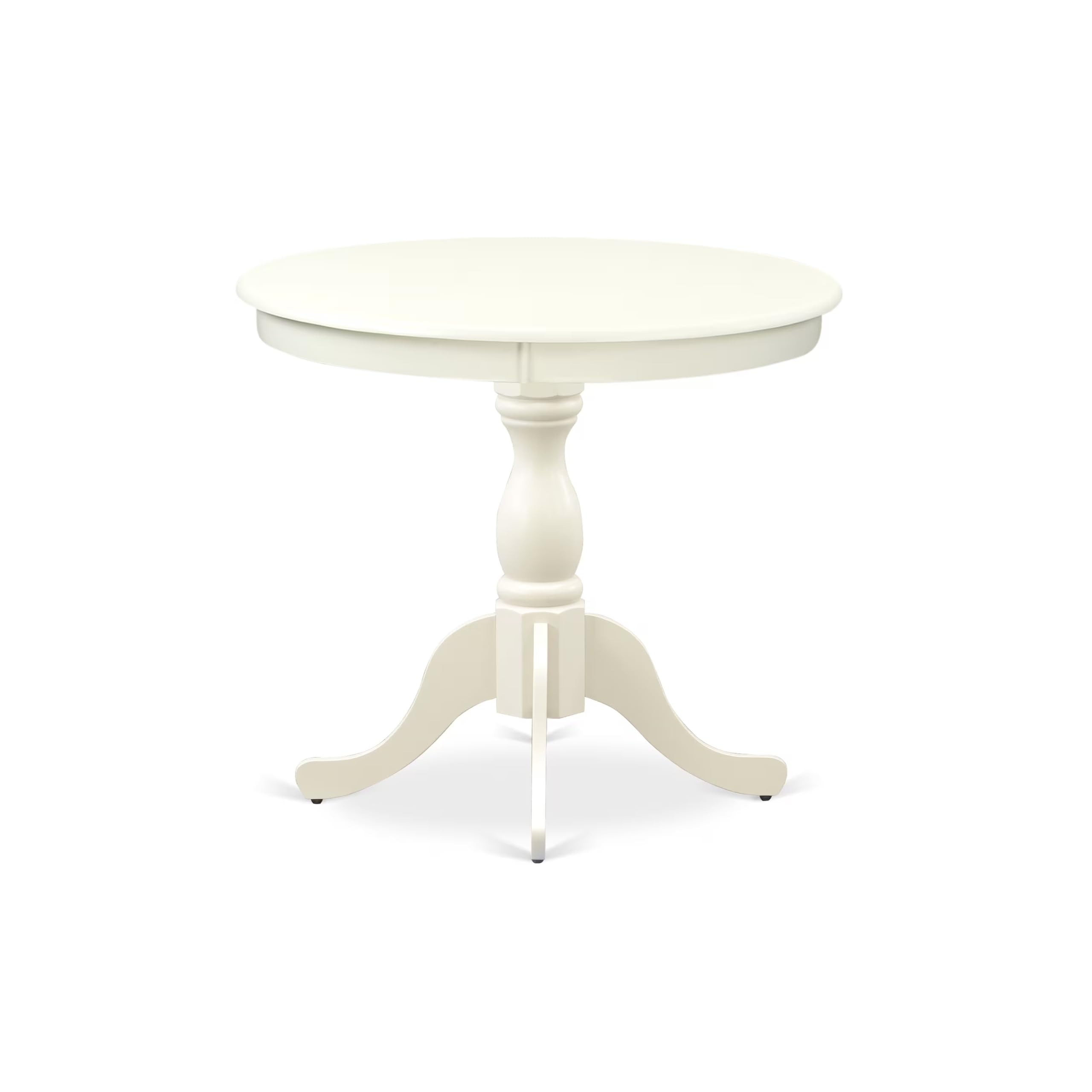 East West Furniture AMIP3-LWH-W 3 Piece Round Dining Table Set with Pedestal Base & 2 Chairs, 36x36 Inch, Linen White - Perfect for Small Kitchens, Breakfast Nooks & Cozy Dining Spaces