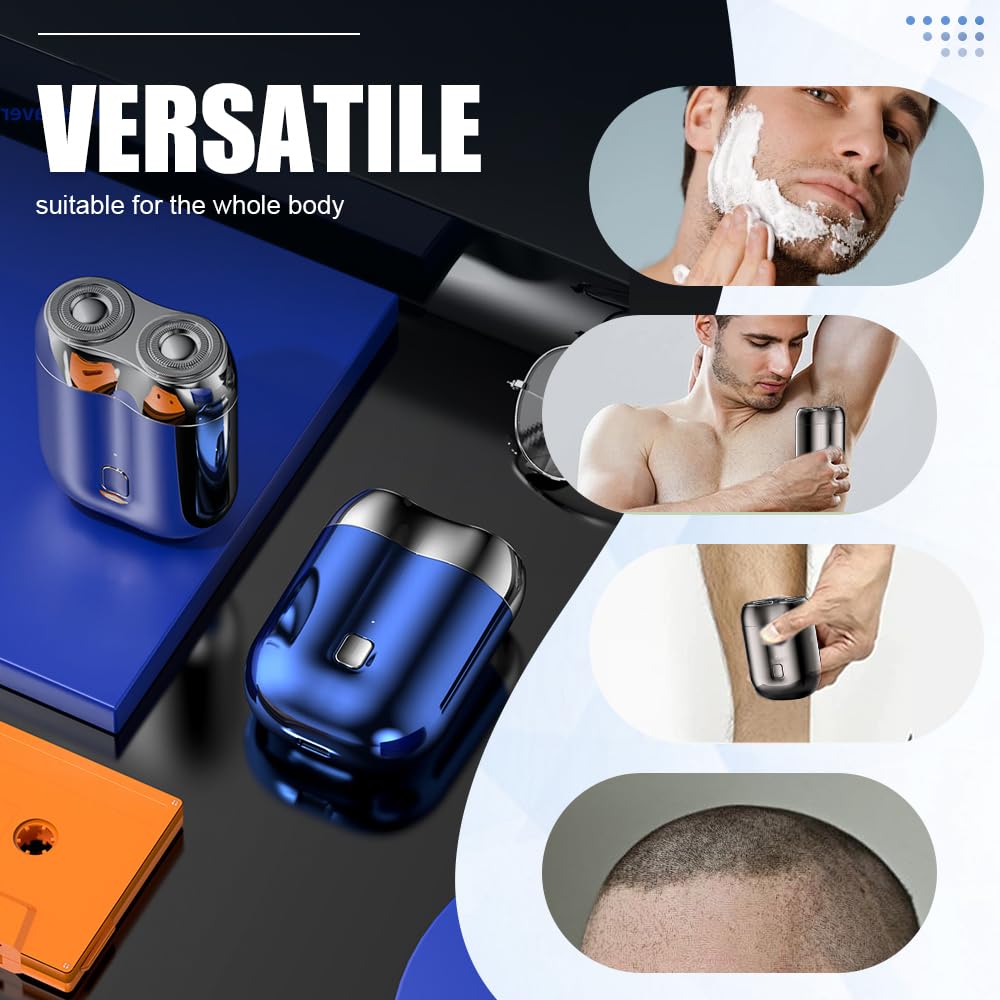 2025 Mini Dual-Head Electric Shaver for Men & Women - Portable Pocket Size, Waterproof USB Rechargeable Trimmer - Perfect for Travel, Home & Office Use (Silver) | Smooth Shaving Anywhere