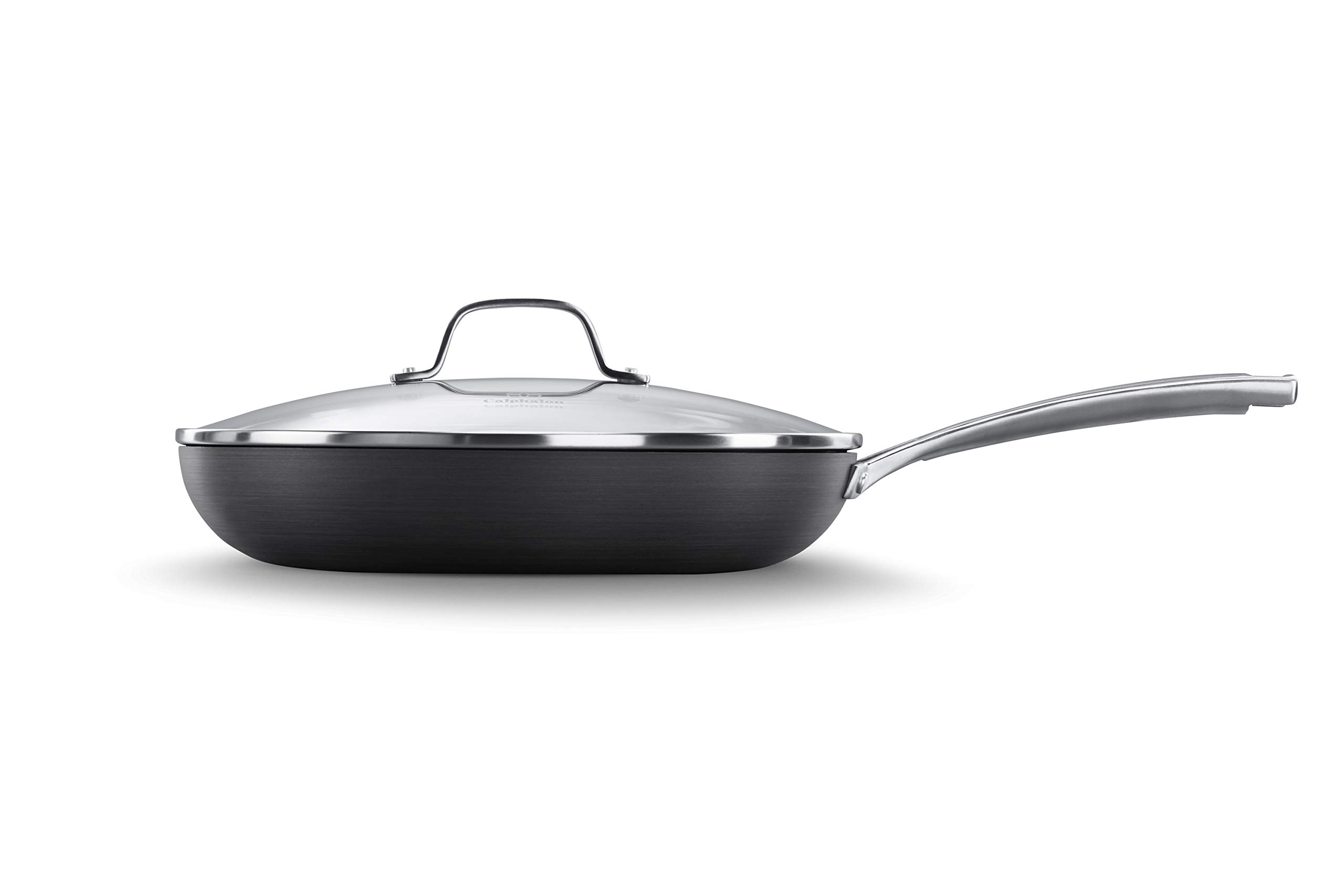 Calphalon Nonstick Frying Pan with Lid - 12-Inch Grey Cookware Set, Stay-Cool Handles & Dishwasher Safe - Perfect for Sautéing, Frying Eggs & Pancakes