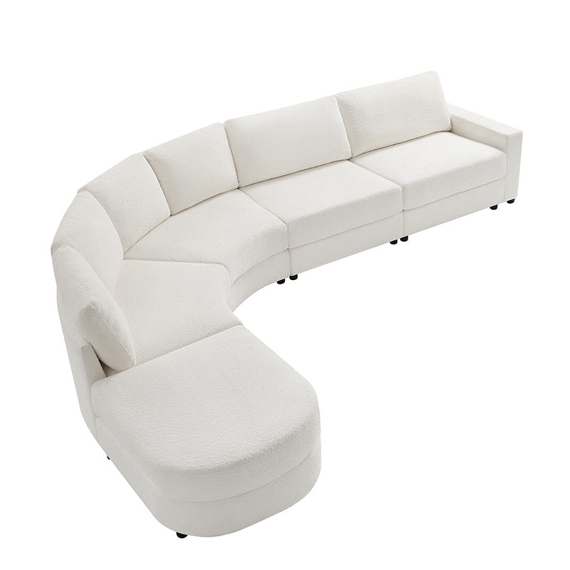 Aeris Modern Curved Sectional Sofa Set - L-Shaped Couch with Ottoman for Living Room, Lounge & Entertainment Spaces | Contemporary Fabric Upholstery, Comfortable Seating for Family & Guests