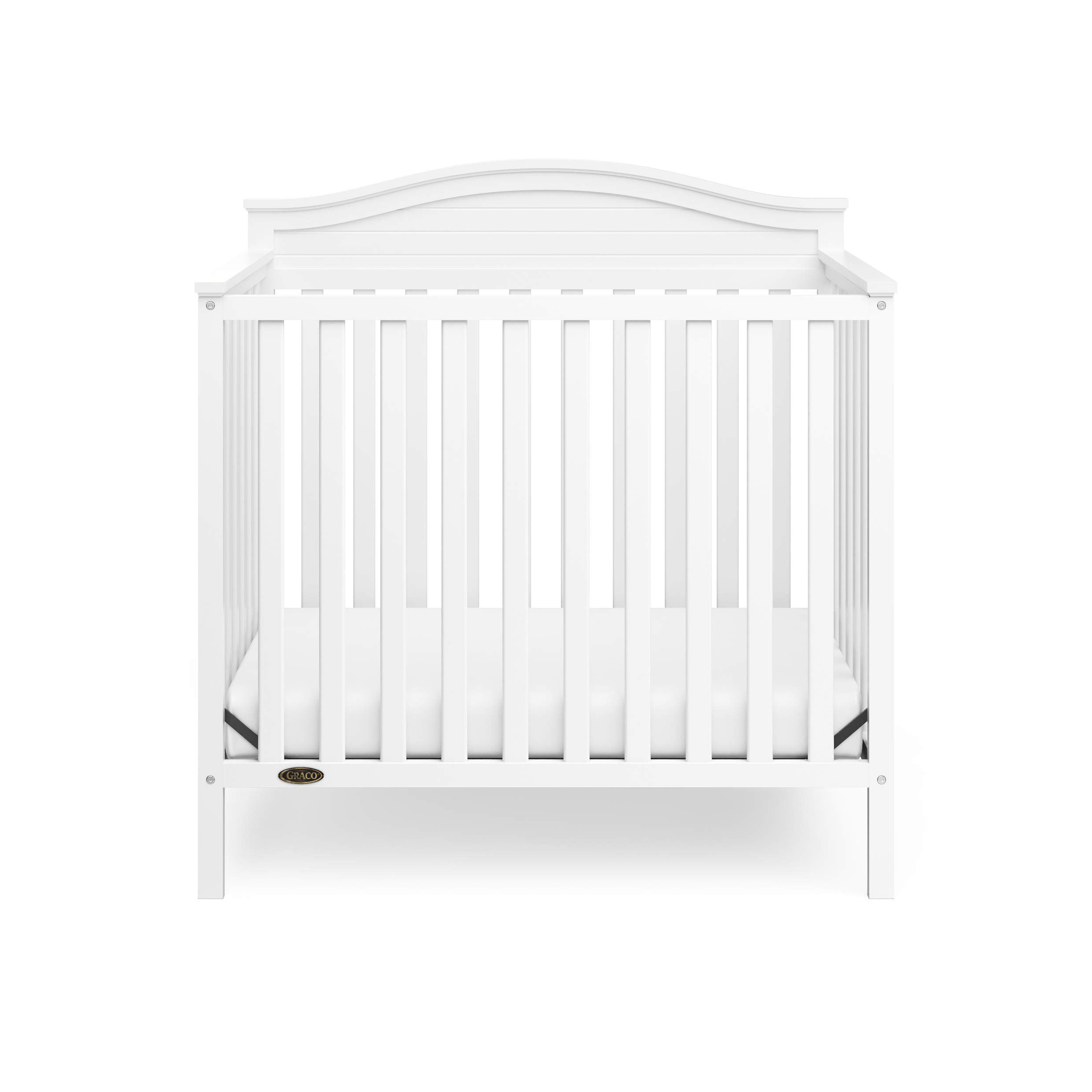 Graco Stella 4-in-1 Convertible Mini Crib with Mattress - White Nursery Furniture | Converts to Twin Bed with Headboard & Footboard | Includes 2.5