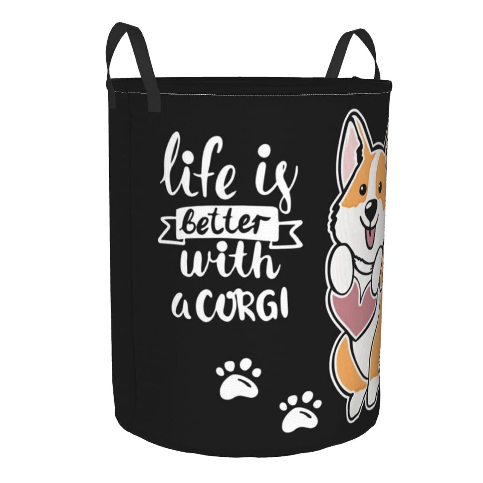 Premium Corgi Dog Collapsible Laundry Basket with Handle - Waterproof Fabric Hamper for Clothes, Toys & Storage - Foldable Organizer Bin for Bathroom, Bedroom & Nursery - Large Capacity Dirty Clothes Basket (Ideal for Pet Lovers & Home Organization)