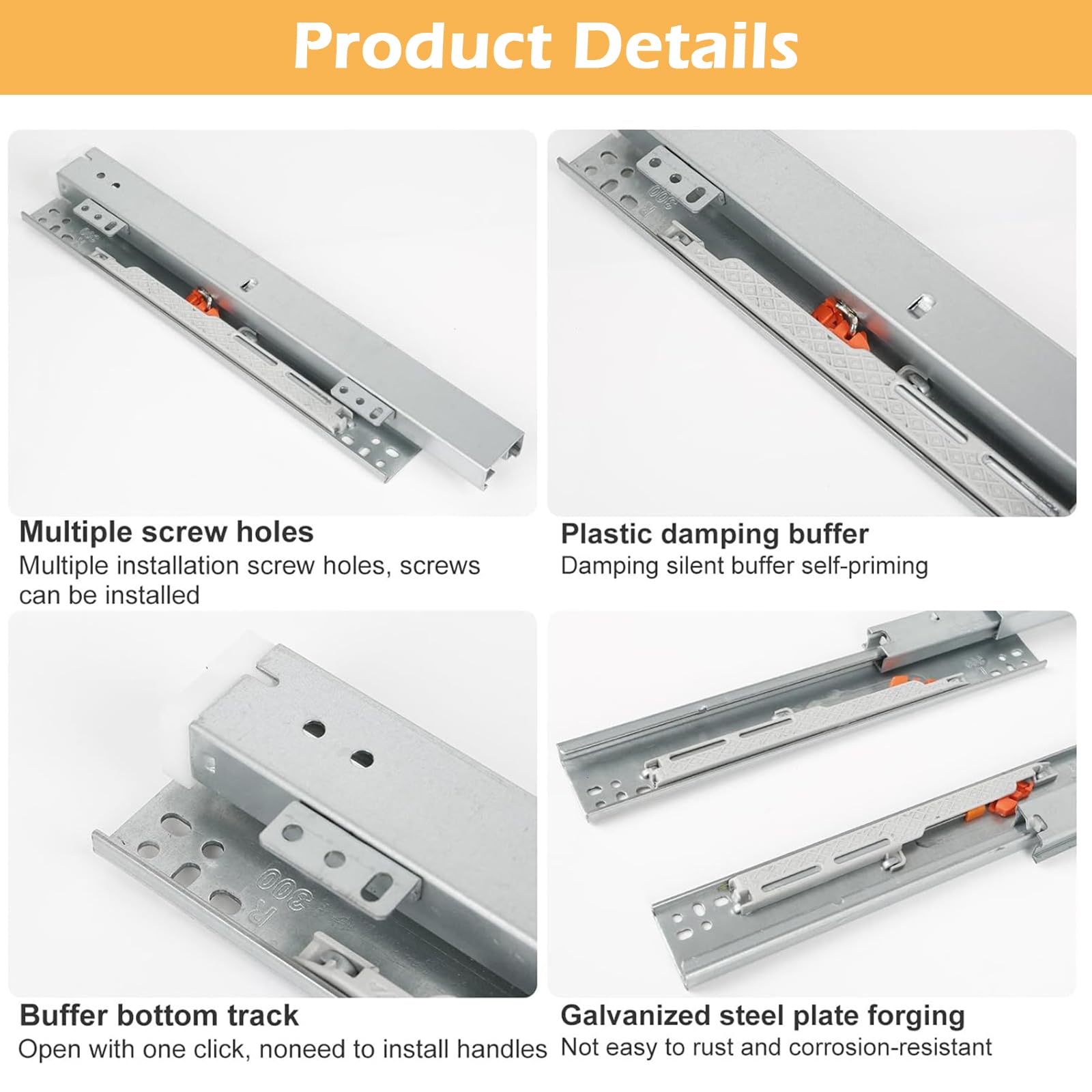 Undermount Drawer Slides - Soft Close Full Extension Bottom Mount Pull Out Shelf Sliders for Kitchen Cabinets Without Side Panels | Perfect for DIY Cabinet Upgrades & Home Organization