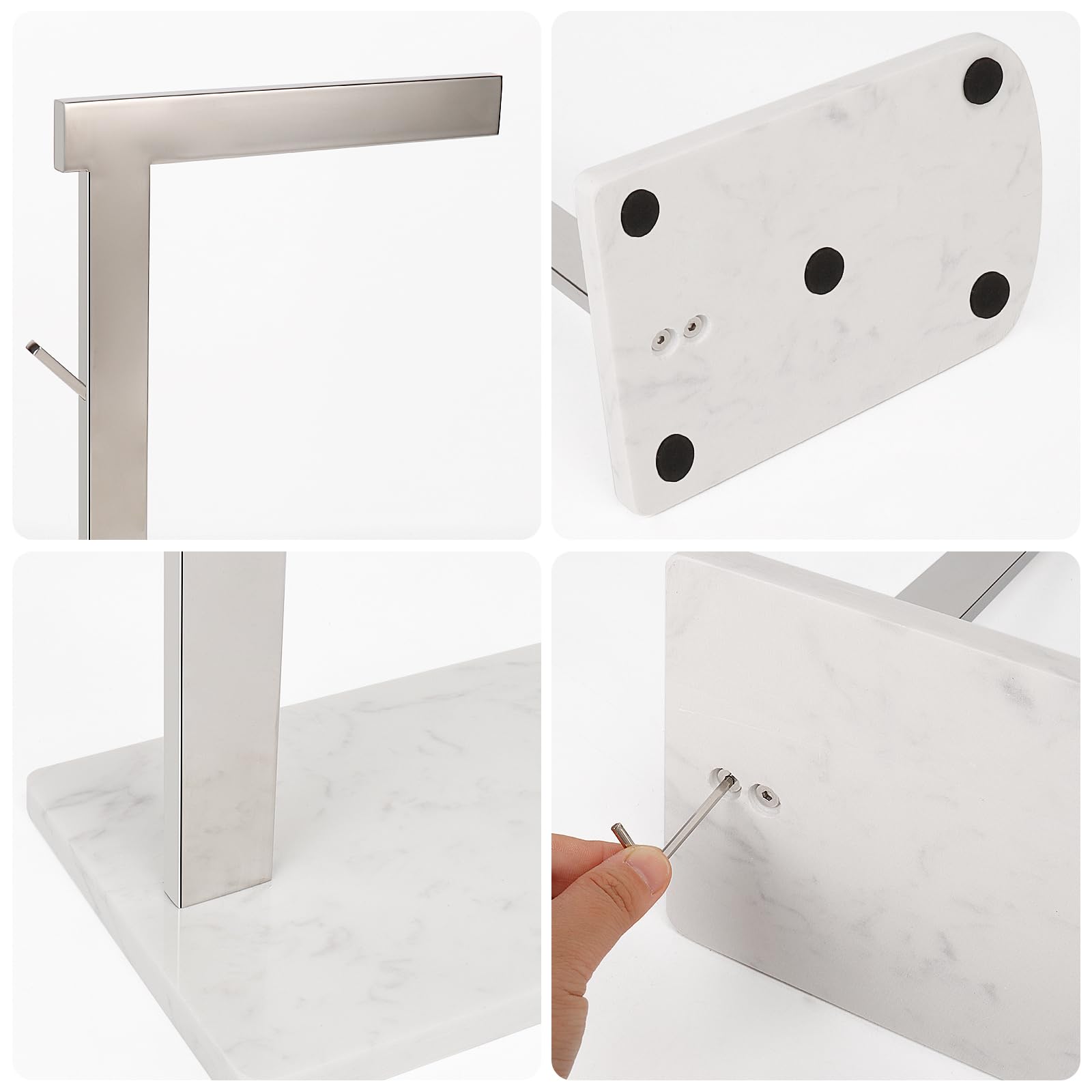 **Premium L-Shaped Hand Towel Holder with Marble Base - 304 Stainless Steel Standing Towel Rack for Bathroom, Vanity & Kitchen Countertop - Chrome Finish for Modern & Luxury Home Decor**    *(Perfect for Bathrooms, Kitchens, Guest Rooms & Spa-Like Spaces - Adds Elegance & Functionality to Any Décor!)*