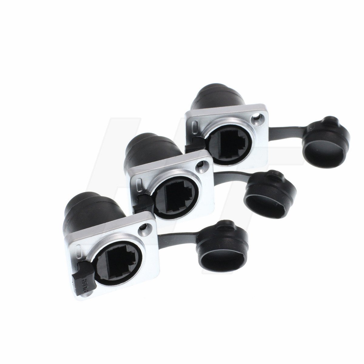 Waterproof RJ45 Ethernet Panel Mount Connector - Cat5e Feedthrough Chassis Receptacle (3 Pack) for Outdoor Networking, Industrial Equipment & Marine Applications