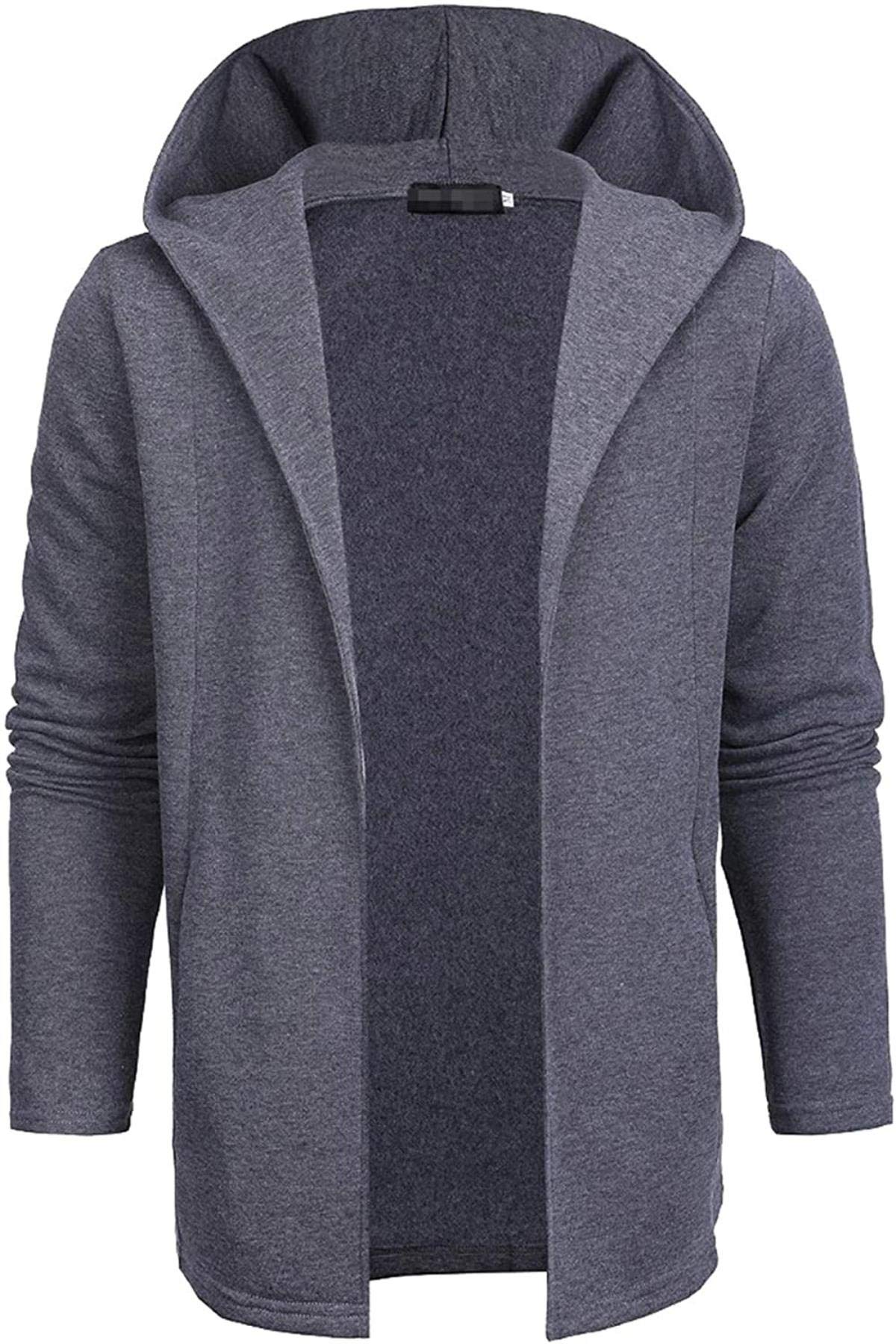 Men's Slim Fit Long Hooded Knit Cardigan - Casual Solid Color Sweater for Fall & Winter | Cozy Layering for Office, Date Night & Outdoor Activities