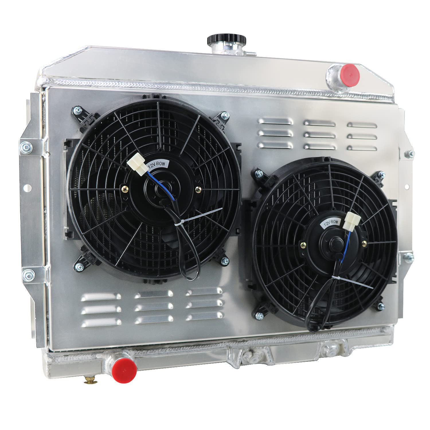 High-Performance 3-Row Aluminum Radiator for 1958-1974 AMC Rambler/Javelin AMX/SST/DPL V8 - Includes Electric Shroud Fan & Relay Kit - Perfect for Classic Car Restoration & Hot Rod Upgrades