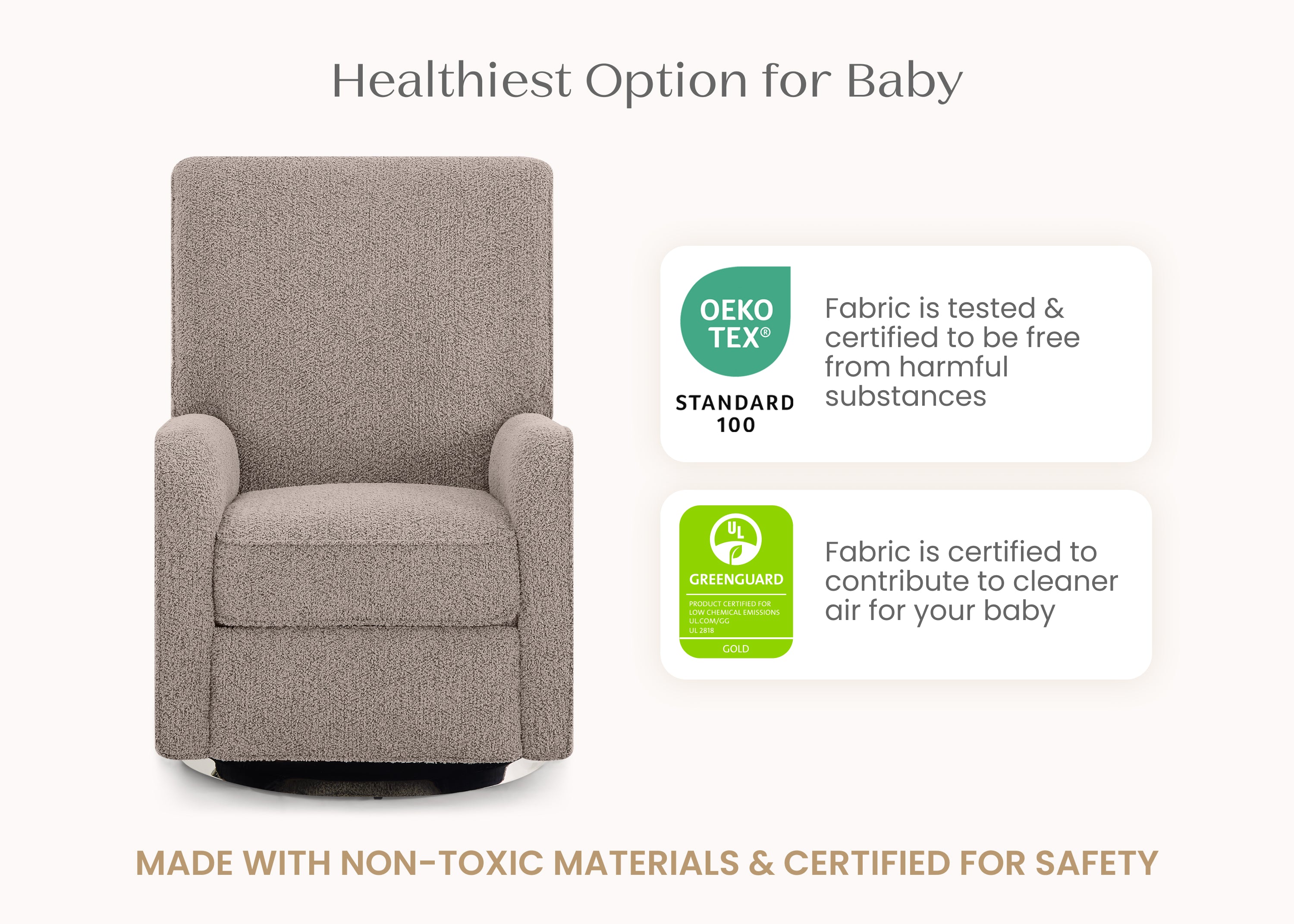 Nest Nursery Swivel Recliner Chair - 360 Degree Rotating Glider Rocker with Lumbar Support - Perfect for Nursing, Feeding & Comfort in Baby Nursery or Living Room