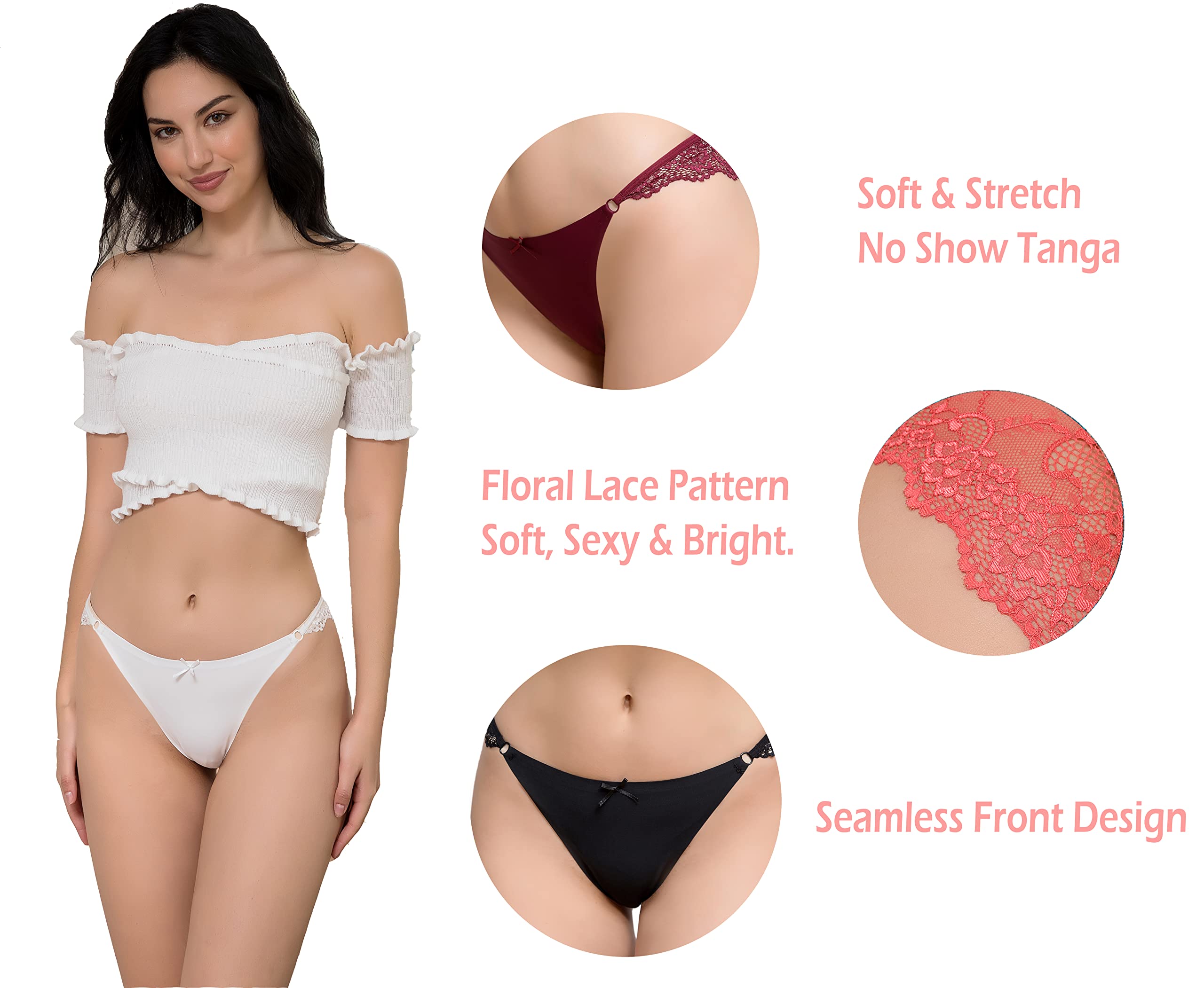 Seamless Women's Cheeky Panties Multipack - Soft & Comfortable Tanga Underwear for Everyday Wear, Yoga & Lounge