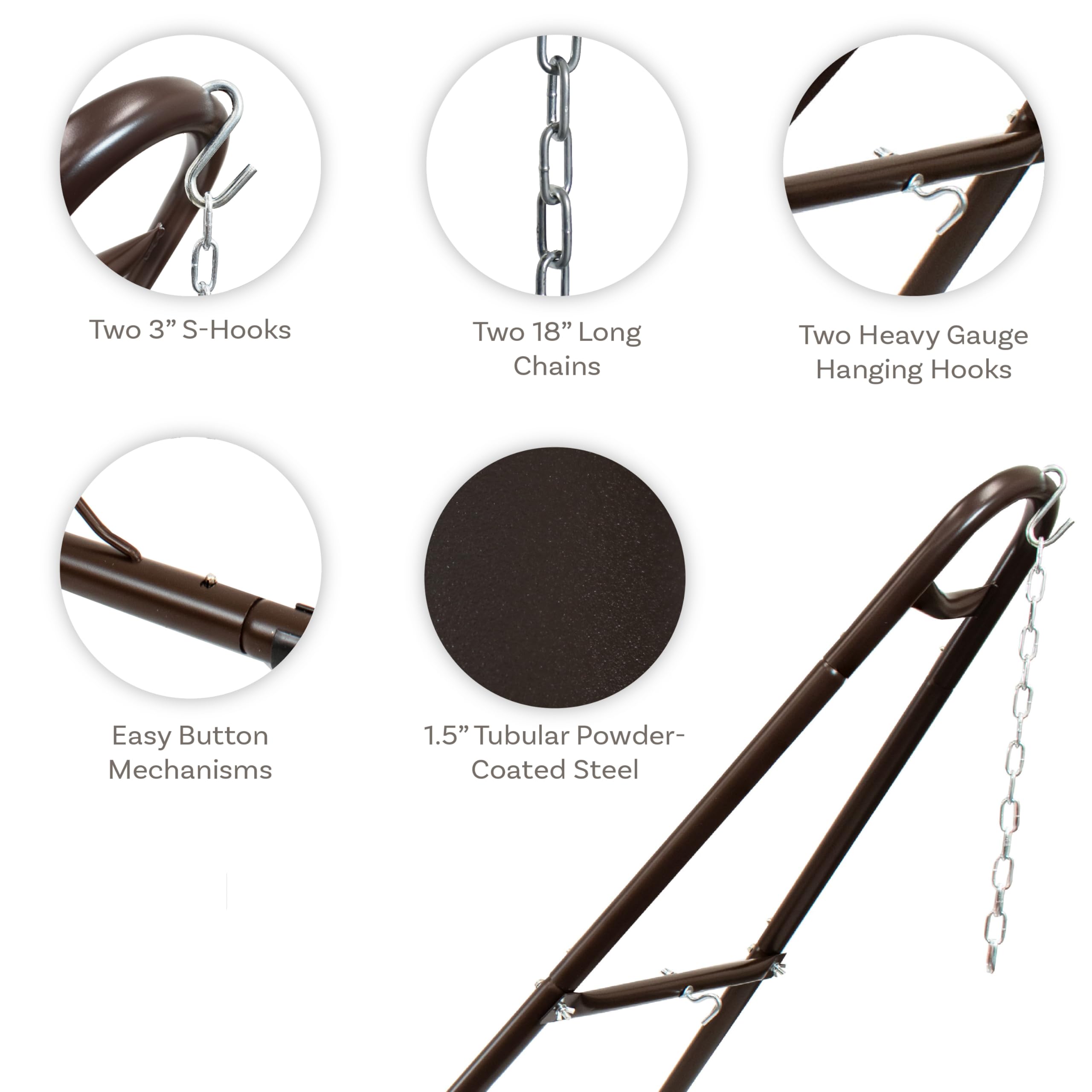 Heavy-Duty Universal Double Hammock Stand - 550 lbs Capacity for 9-14 Foot Hammocks - Bronze Outdoor Hammock Stand for Backyard, Patio, Camping & Beach Relaxation
