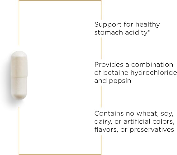 Integrative Therapeutics Betaine HCI Supplement - Supports Digestion & Stomach Acid Levels - For Gut Health & Nutrient Absorption - Perfect for Mealtime & Digestive Comfort