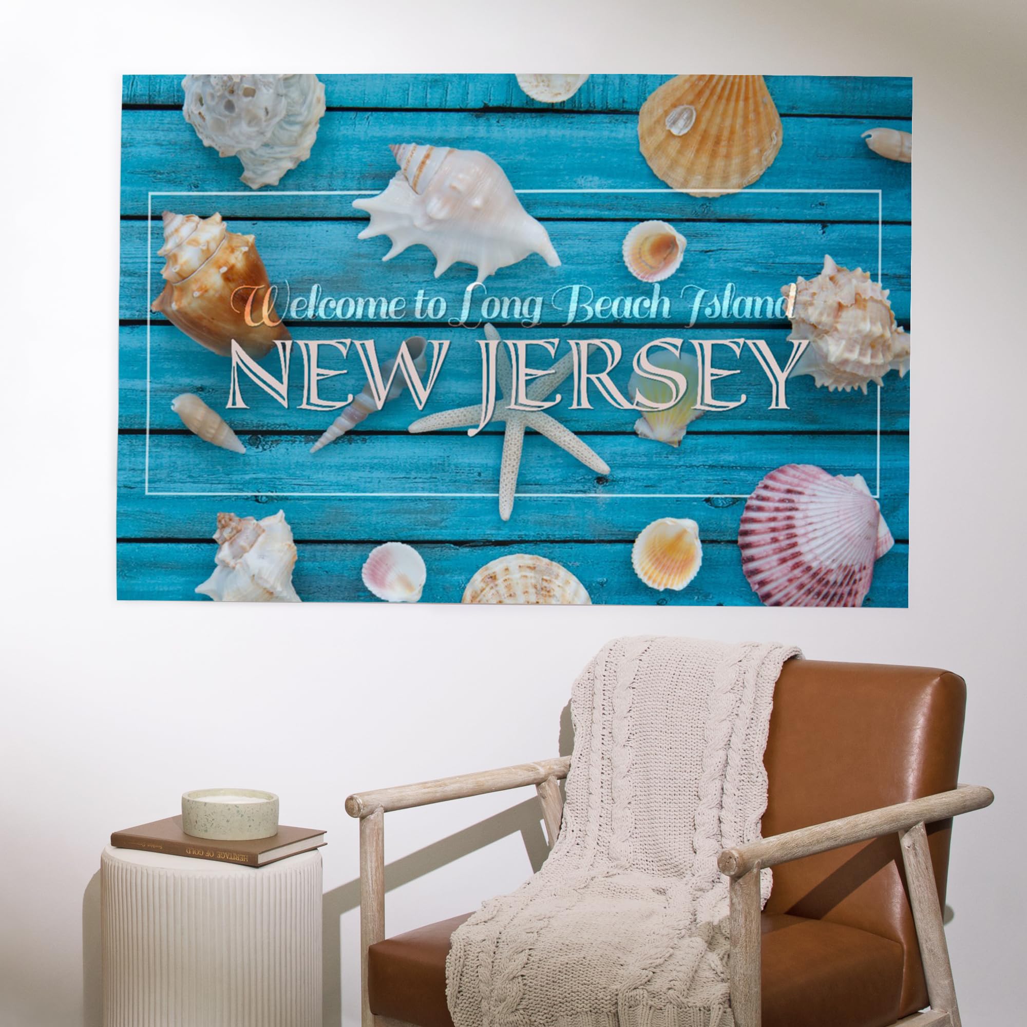 Lantern Press 36x54 Inch Giclee Art Print - Long Beach Island New Jersey Coastal Wall Decor with Seashells | Perfect for Beach House, Living Room & Office Decor