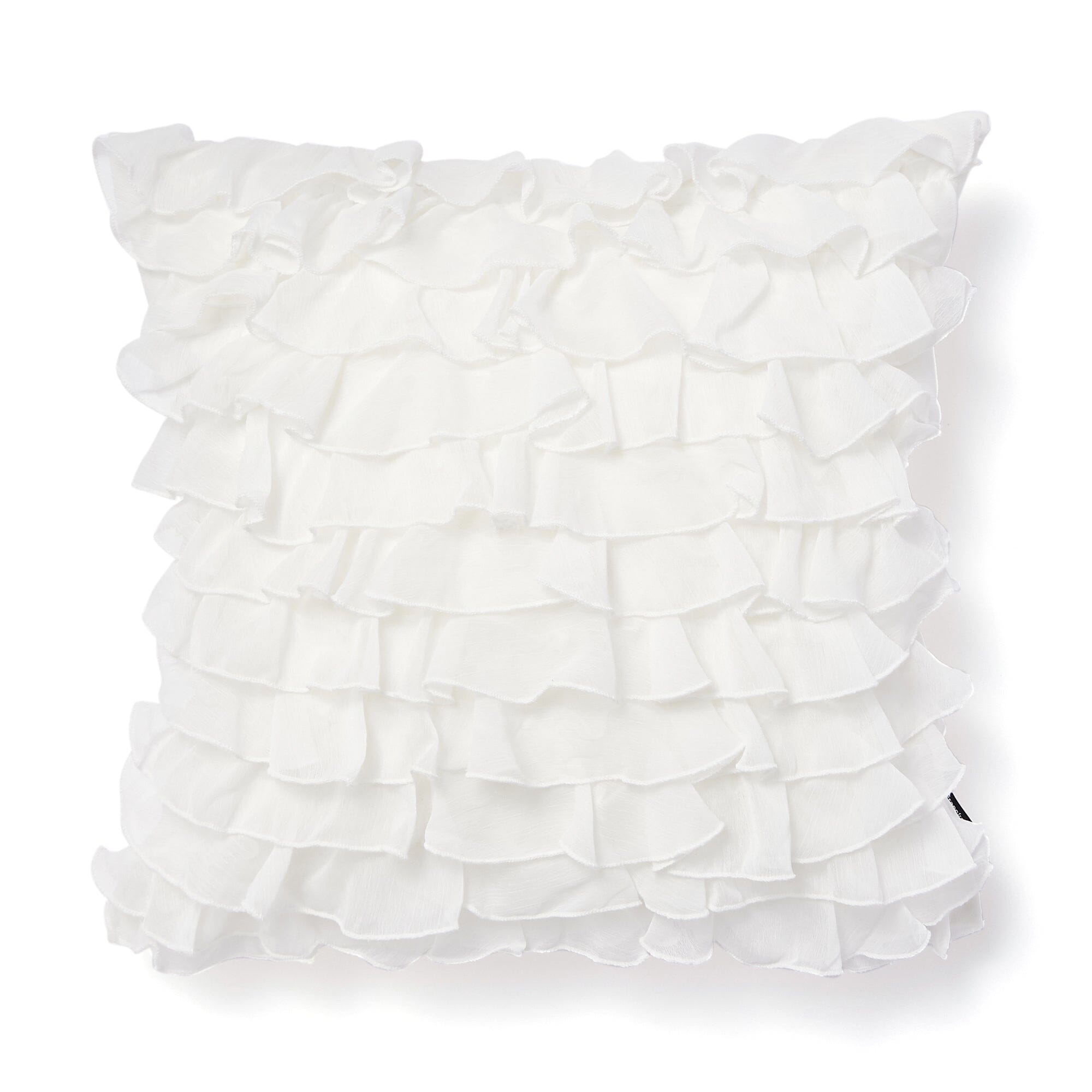 Elegant White Chiffon Frill Cushion Cover 18x18 Inches - Soft & Stylish Home Decor for Living Room, Bedroom, or Nursery