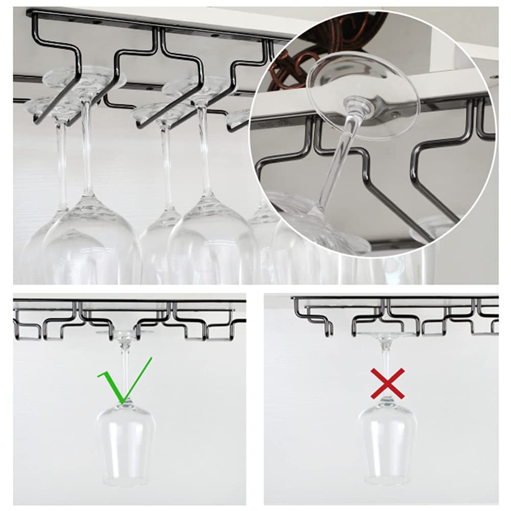 Stainless Steel Under Cabinet Wine Glass Holder - 3 to 8 Rows Metal Stemware Organizer with Screws for Bar & Kitchen | Perfect for Wine Storage & Space Saving in Home Bars, Restaurants, and Kitchens