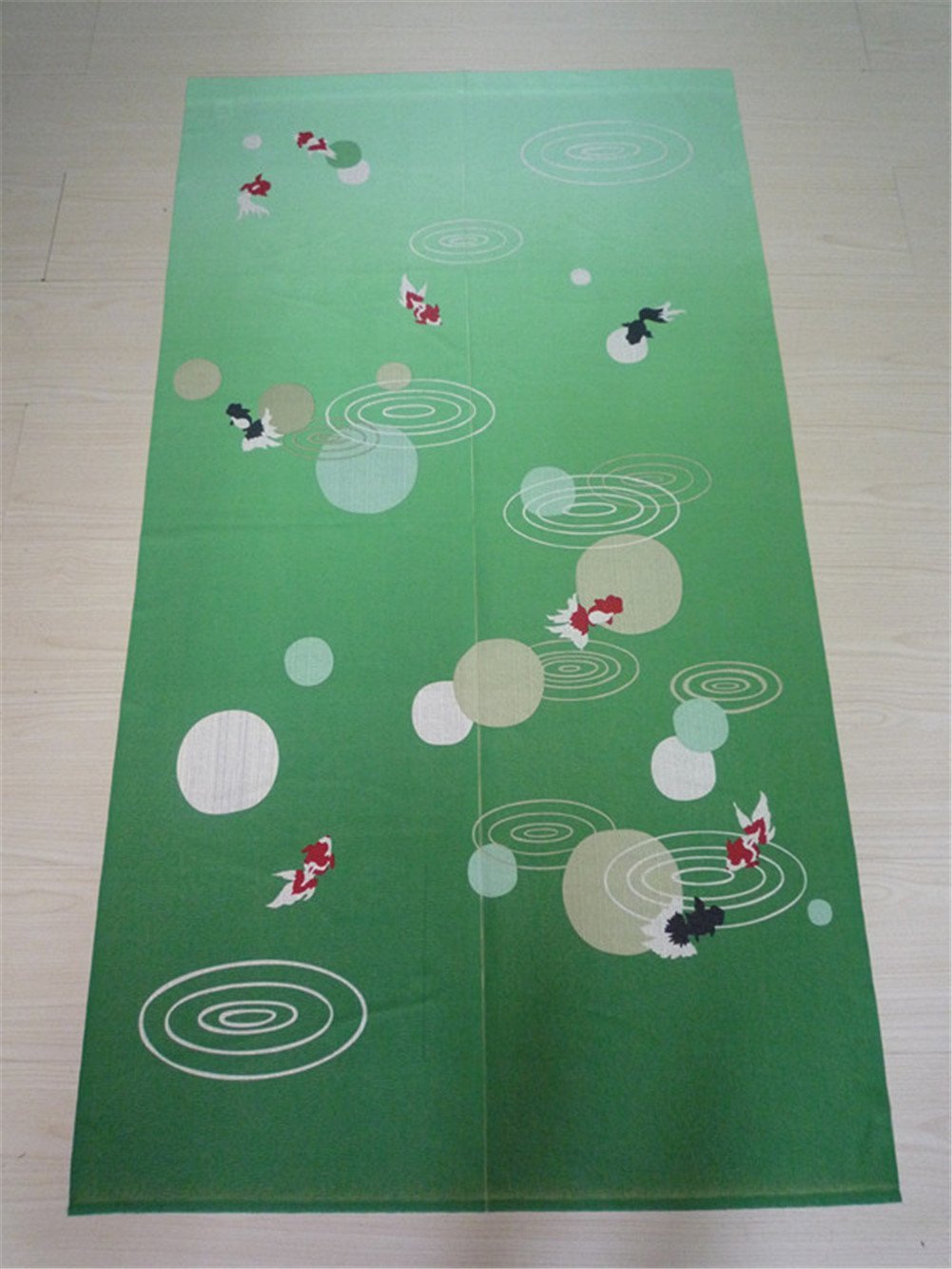 Japanese Noren Door Curtain - Traditional Fish Design (Style 49) for Home Decor, Restaurant, or Zen Room Entrance