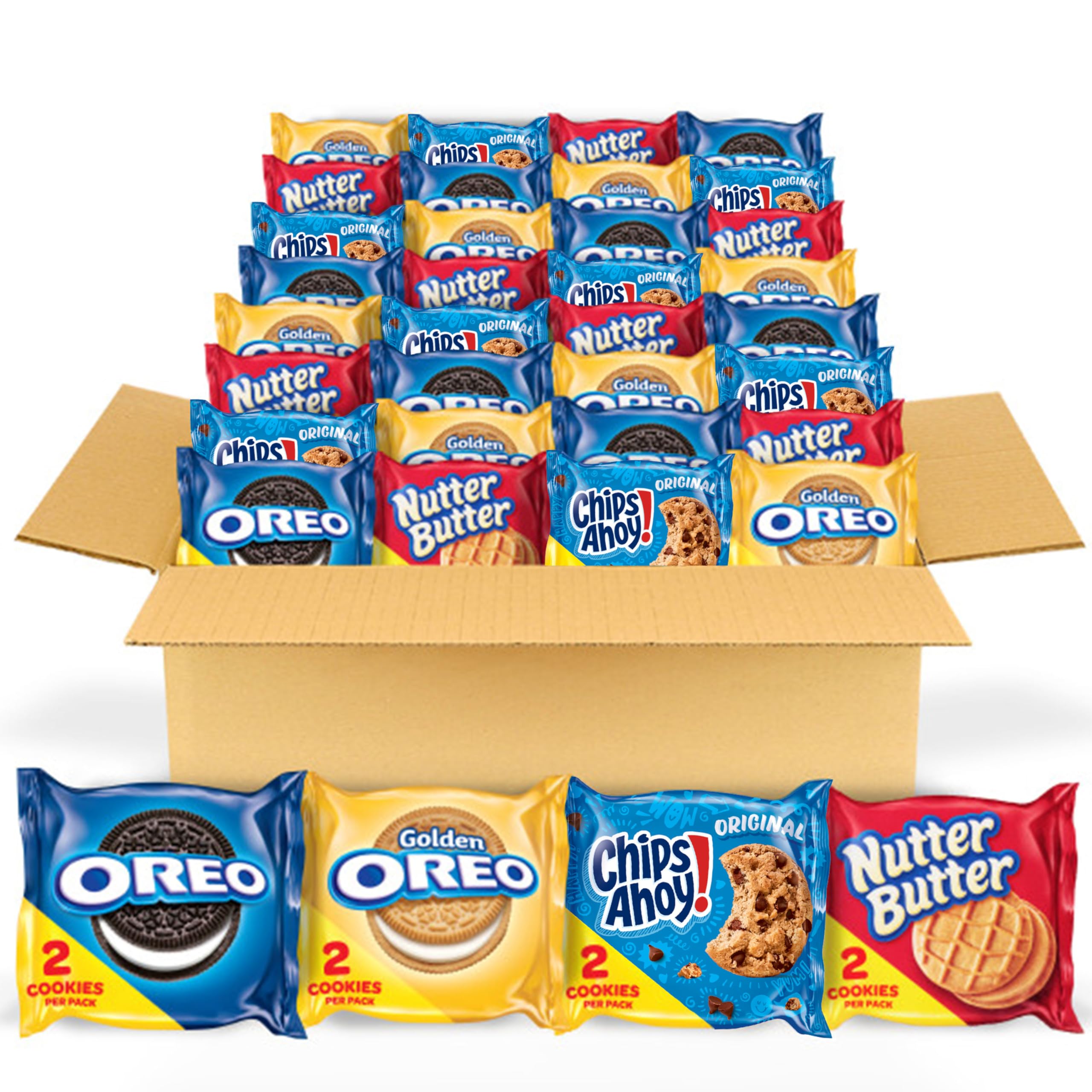 OREO Original, OREO Golden, CHIPS AHOY! & Nutter Butter Cookie Variety Pack - 56 Individually Wrapped Snack Packs (2 Cookies Each) - Perfect for Office Snacks, School Lunches & Party Favors