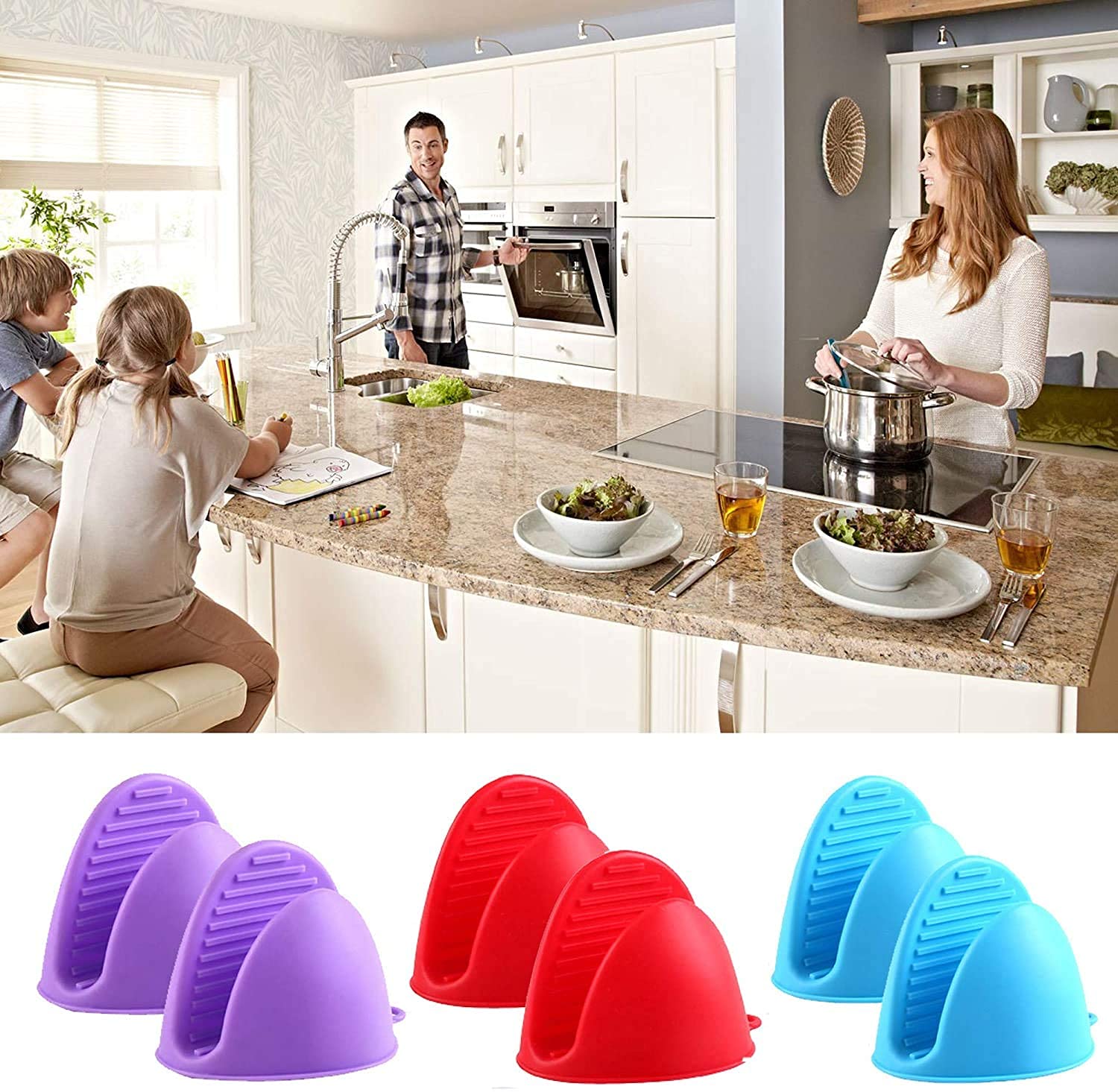 Heat Resistant MISHTI Silicone Oven Mitts & Pot Holder Set (2Pcs) - Non-Slip Grip for Baking, Cooking, Grilling - Microwave Safe Kitchen & BBQ Accessories - Perfect for Holiday Baking, Outdoor Barbecues, and Everyday Kitchen Use