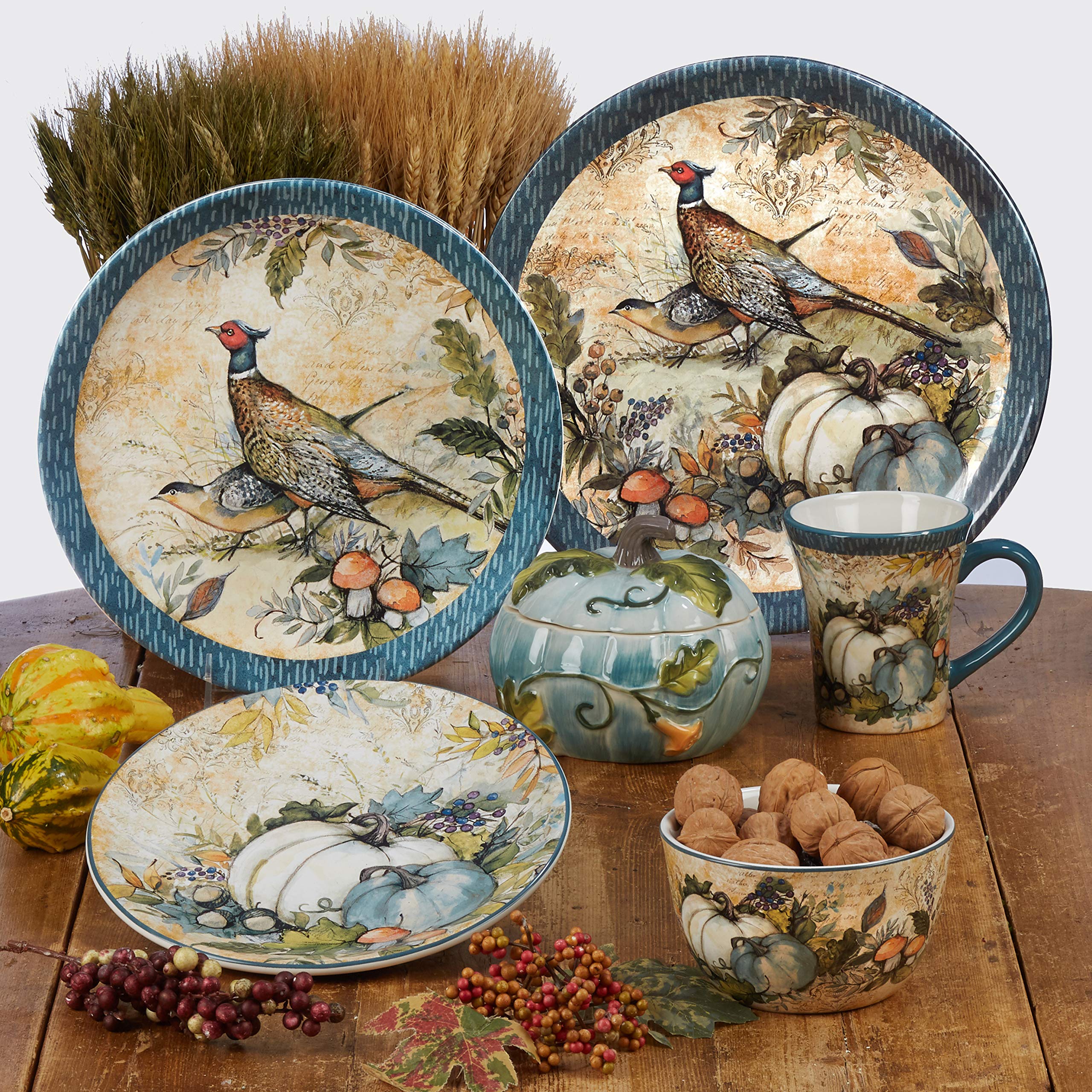 Certified International Harvest Gatherings 16-Piece Dinnerware Set - Service for 4, Multicolor Stoneware Plates, Bowls & Mugs - Perfect for Family Dinners, Holiday Gatherings & Everyday Use