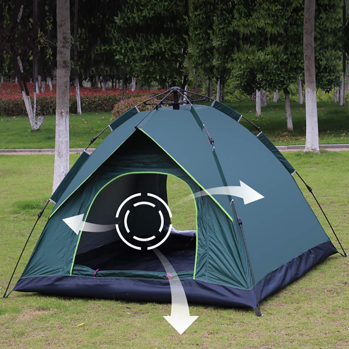 3-4 Person Pop Up Tent with Large Ventilation - UV Protection Beach, Garden & Camping Tent for Outdoor Adventures (Green) - Perfect for Picnics, Hiking and Family Getaways