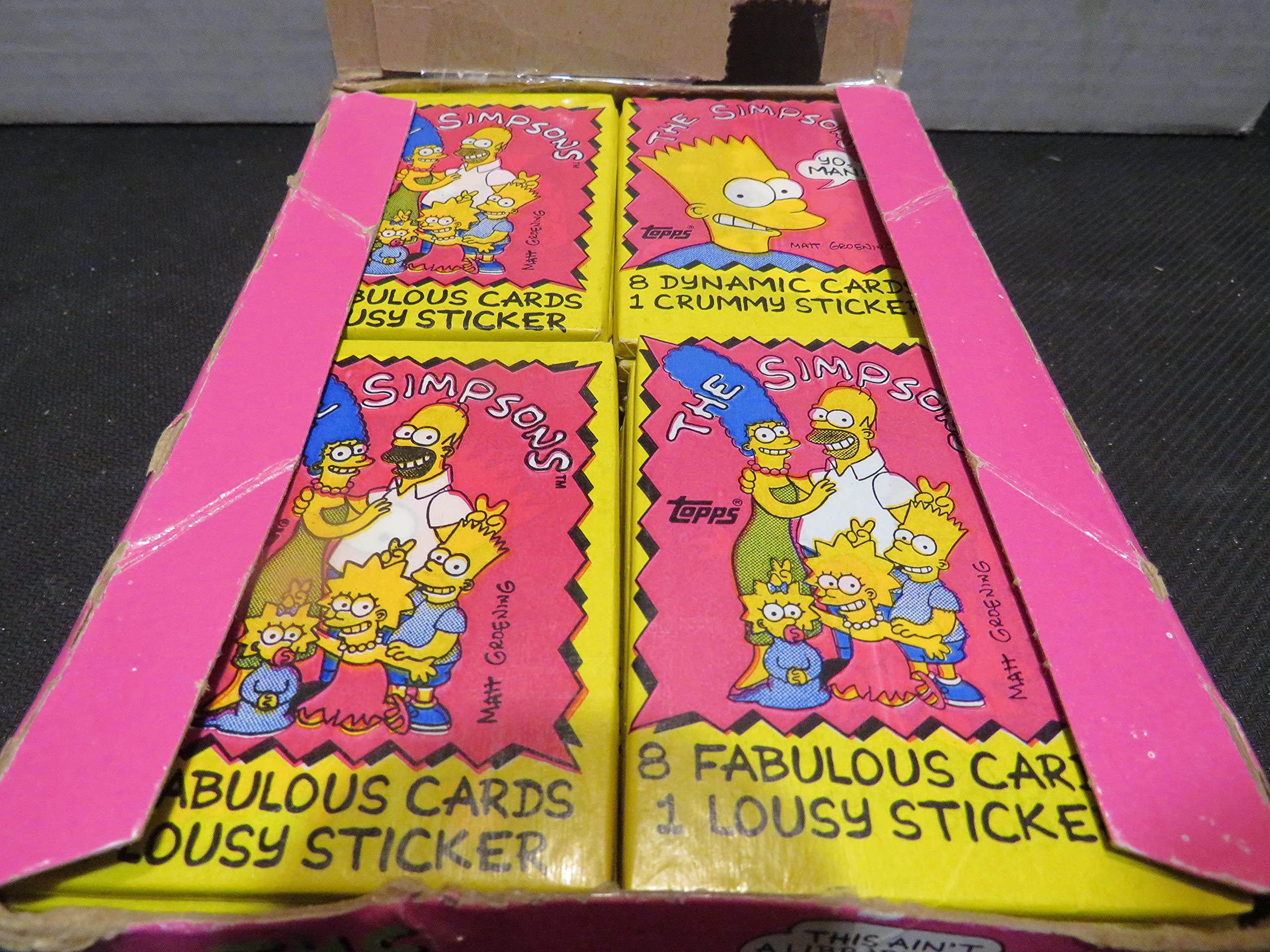Vintage 1990 Topps The Simpsons Trading Cards Box - Near Mint Packs with Scotch Tape (Collectible TV Show Memorabilia for Display & Trading)