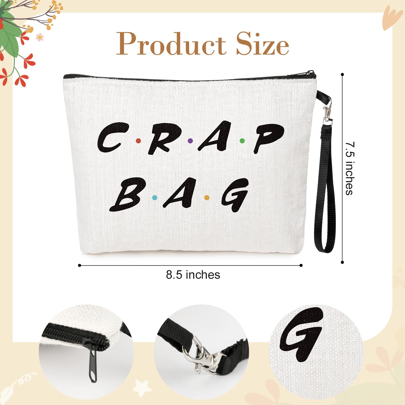 2PCS Best Friend Gifts for Women - Cute Ghost Design Makeup Bag Set for Sister, Big Little Sister, BFF - Perfect for Birthday, Christmas, Graduation - Great for Travel, Daily Use & Gift Giving