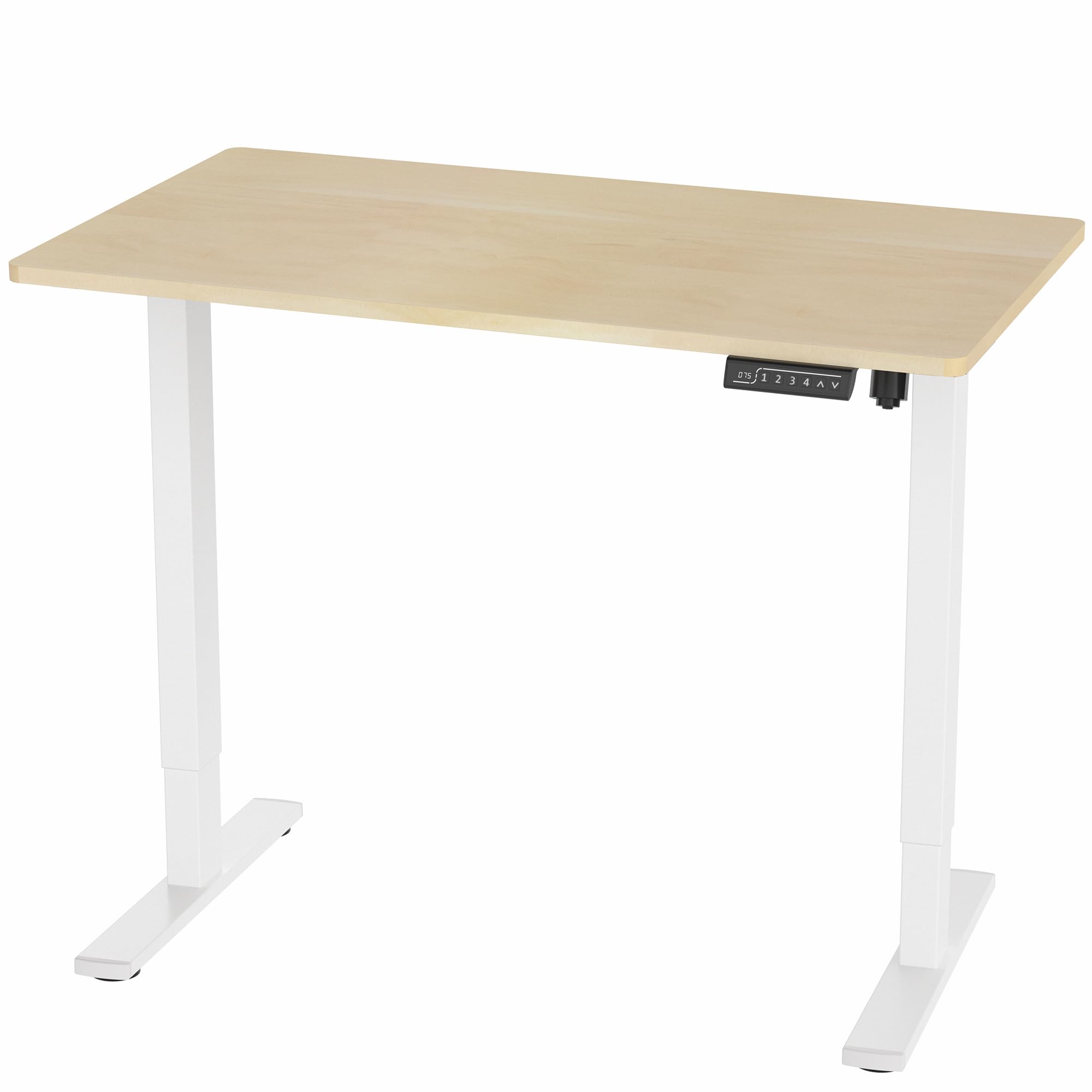 VIVO Electric 43 x 24 Inch Adjustable Height Standing Desk with Memory Controller, 1B Series - Light Wood Top & White Frame (DESK-KIT-1W4C) for Home Office, Gaming & Workspace Ergonomics