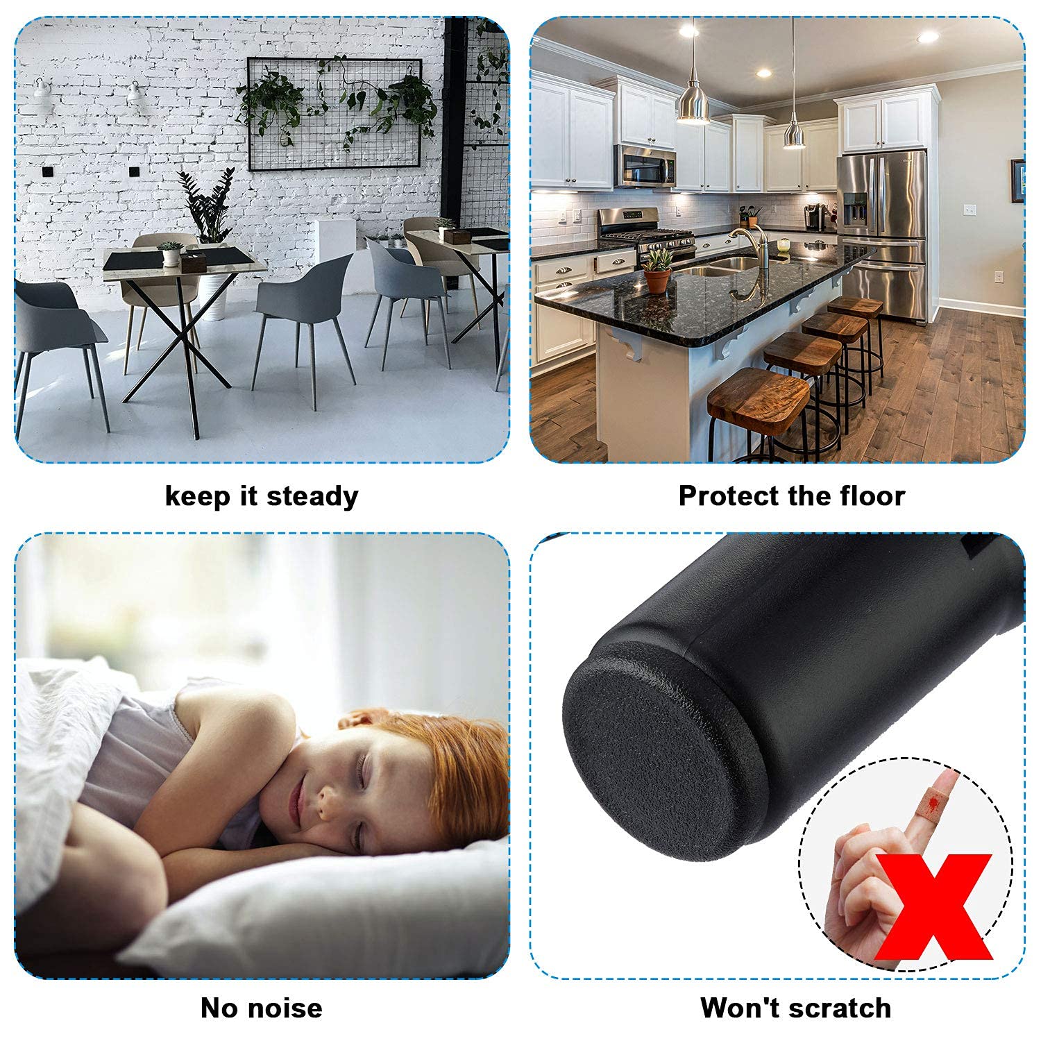 GZLCEU 30 Pack Black Plastic Round Chair Leg Caps - 30 x 17mm Furniture Floor Protectors for Steel Tubes, Wood Tables, Chairs & Walking Canes - Prevent Scratches & Noise on Hardwood Floors